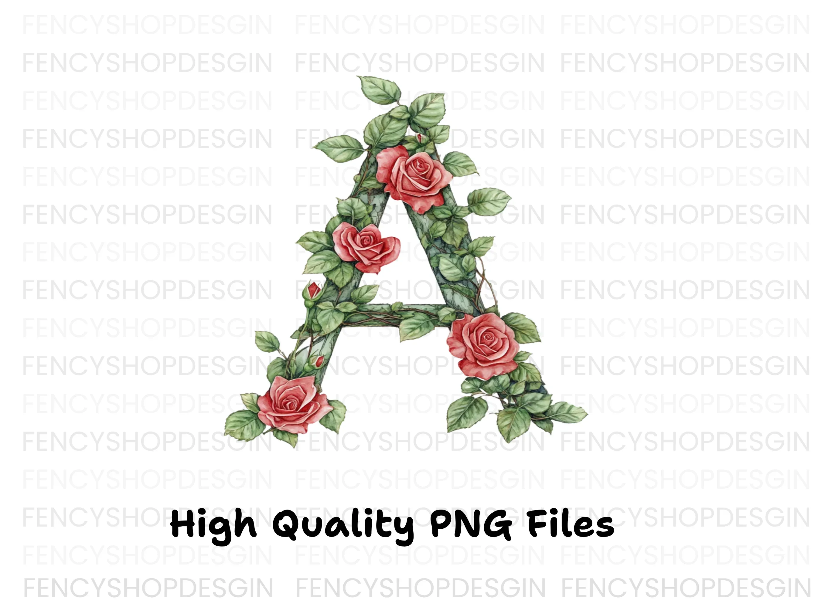 Floral Rose Letter Clipart Bundle - Image 3