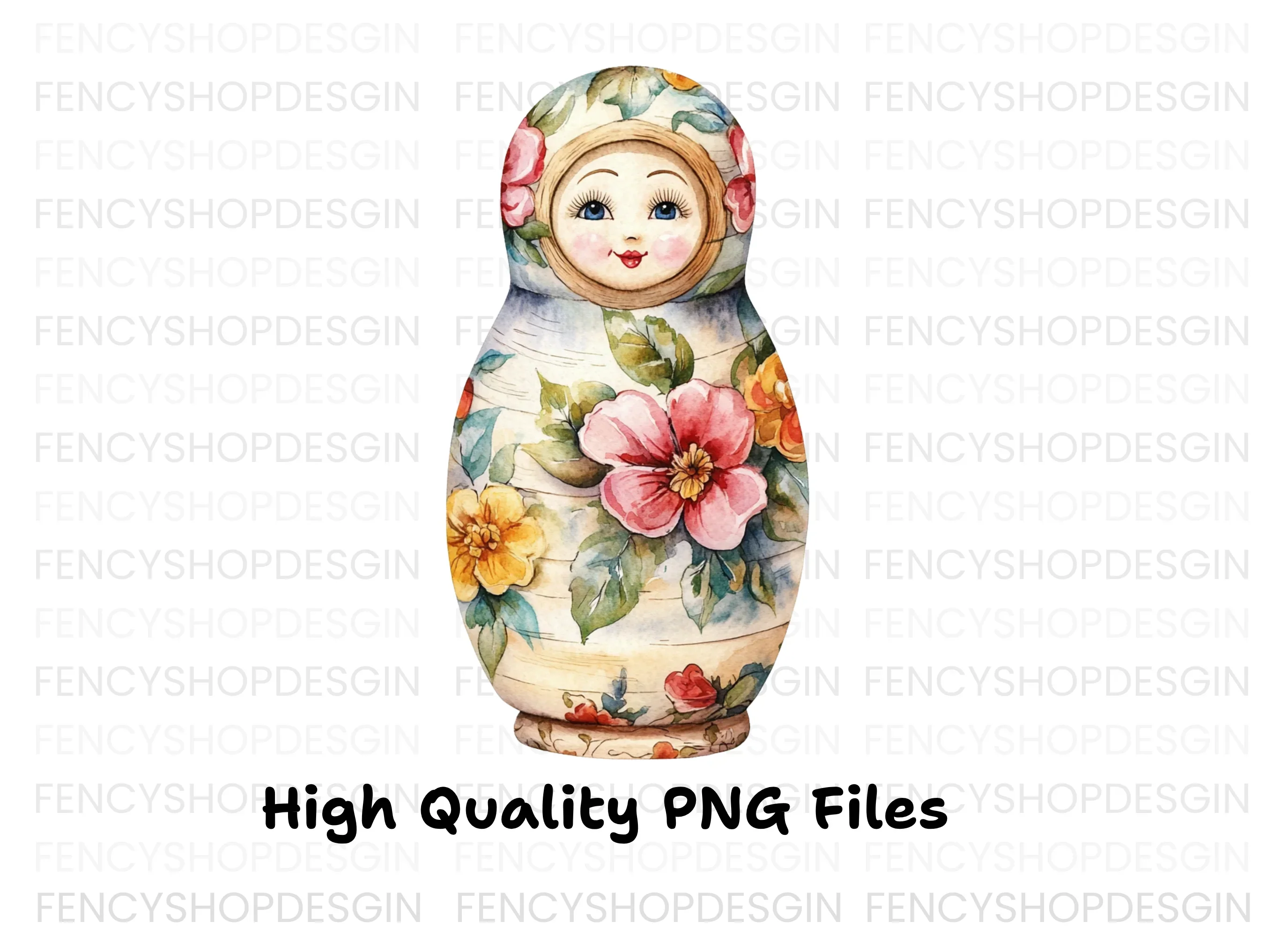Floral Russian Nesting Dolls Clipart Bundle - Image 2