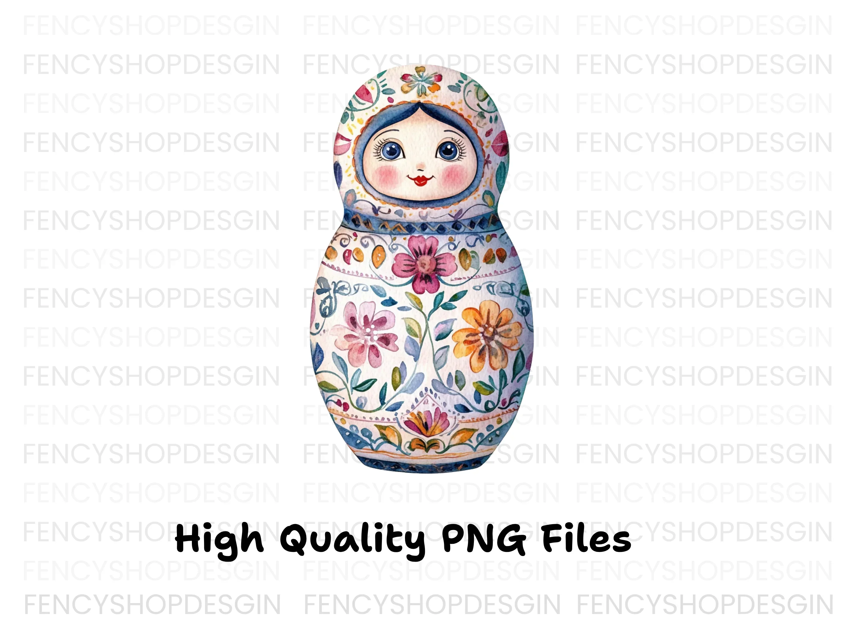 Floral Russian Nesting Dolls Clipart Bundle - Image 2
