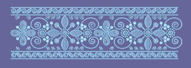 Floral Scroll Light Blue Decorative Border Embroidery Design