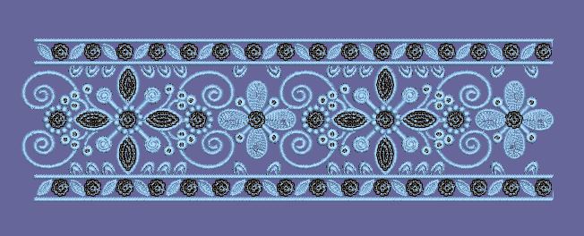 Floral Scroll Ornate Decorative Border Embroidery Design