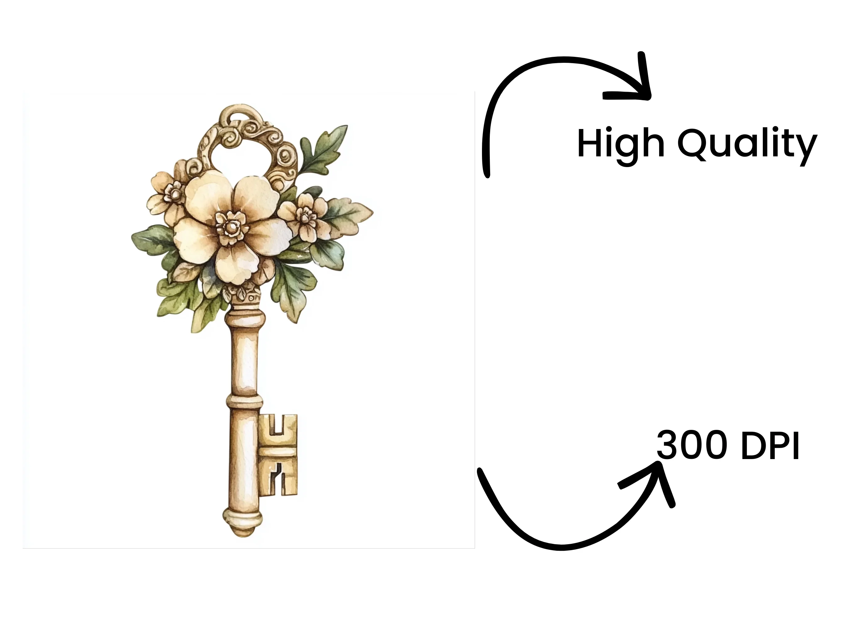 Floral Skeleton Keys Clipart Bundle - Image 4