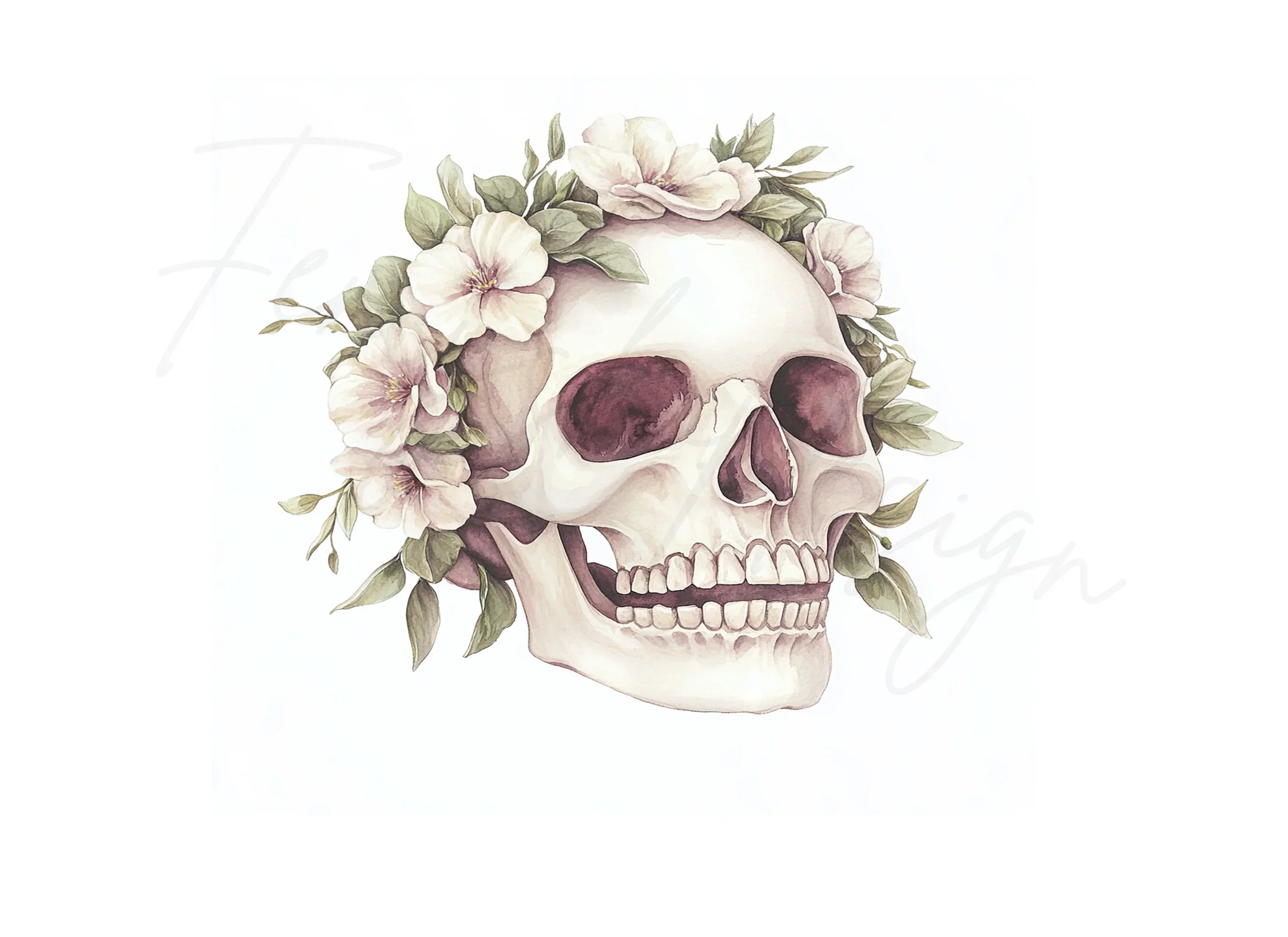 Floral Skull Clipart Bundle - Image 3