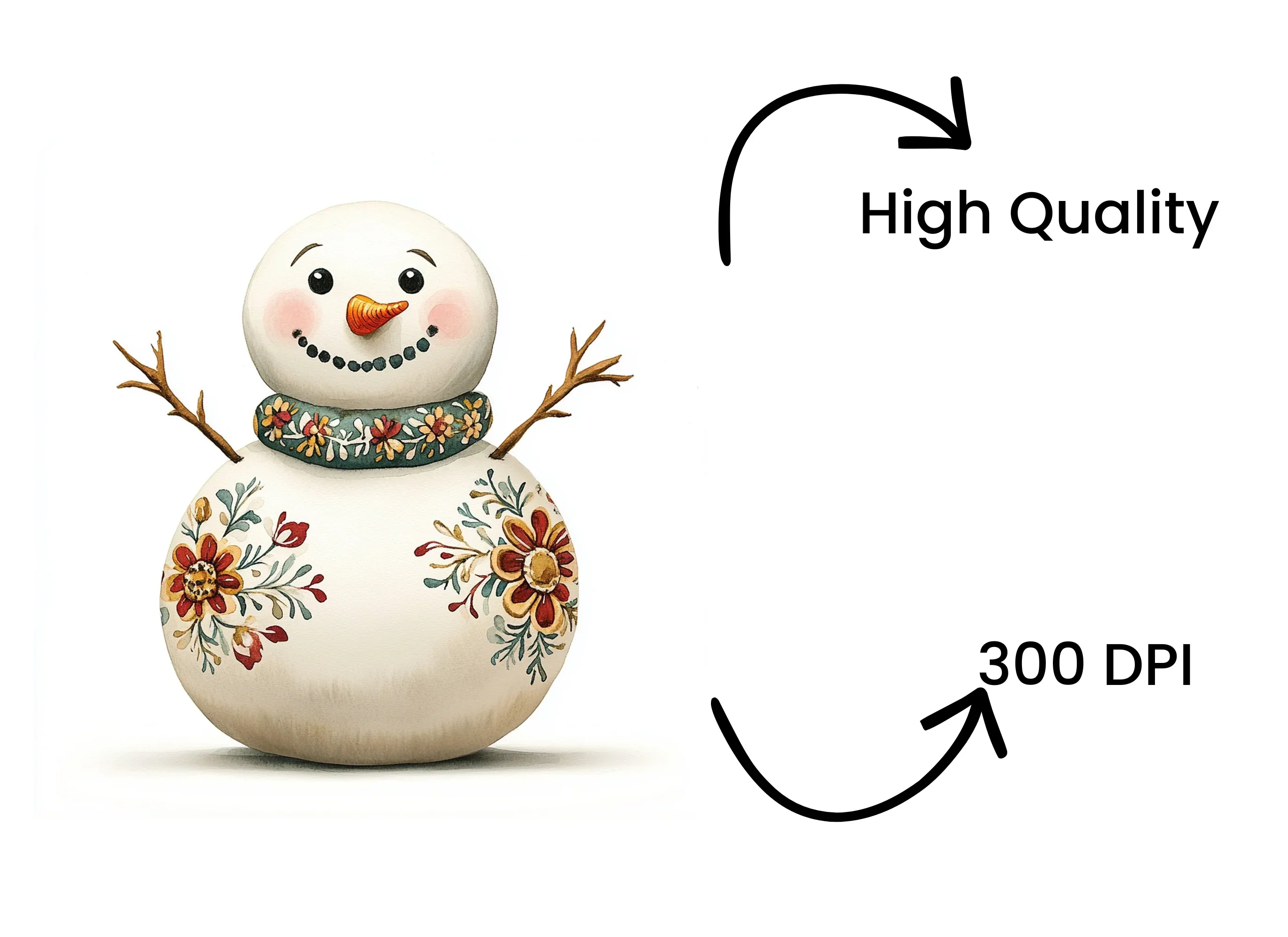 Floral Snowman Clipart Bundle - Image 4