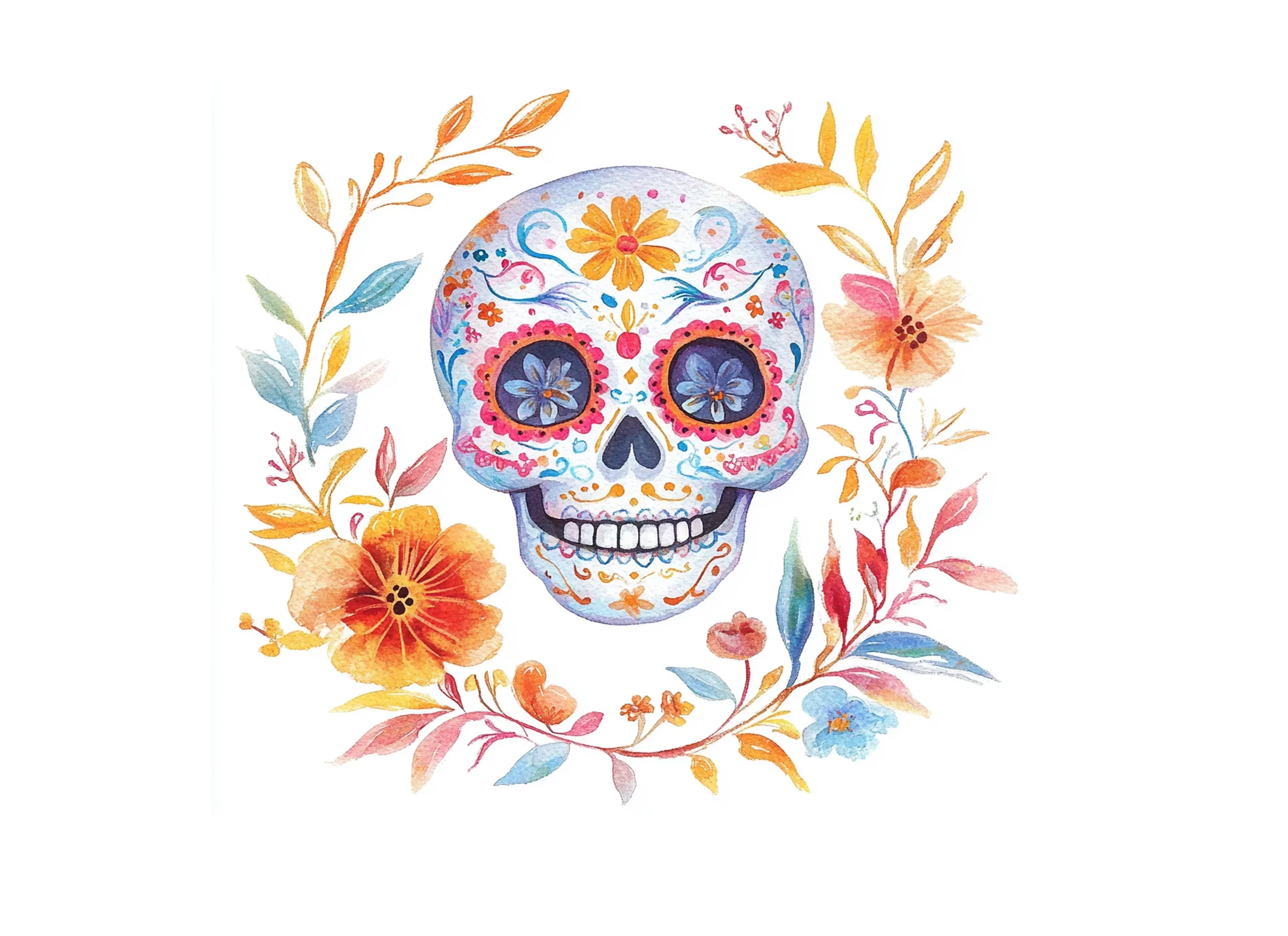 Floral Sugar Skull Clipart Bundle - Image 3