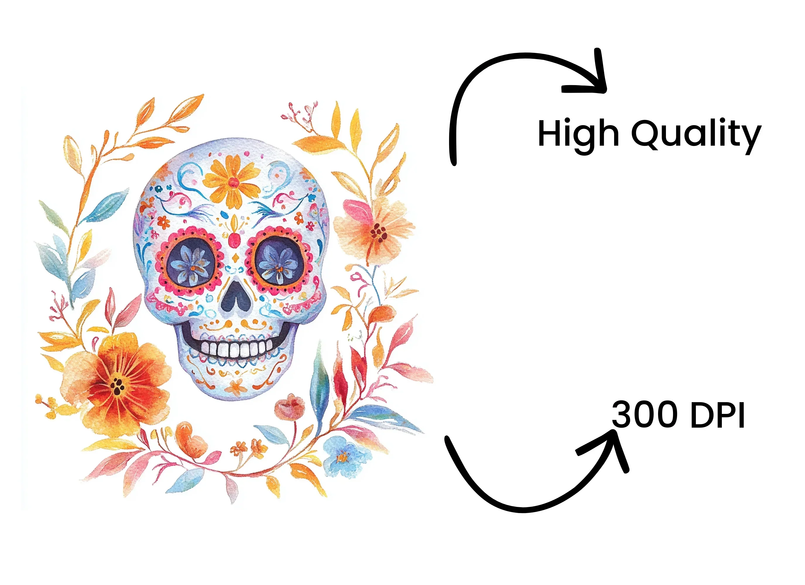 Floral Sugar Skull Clipart Bundle - Image 4