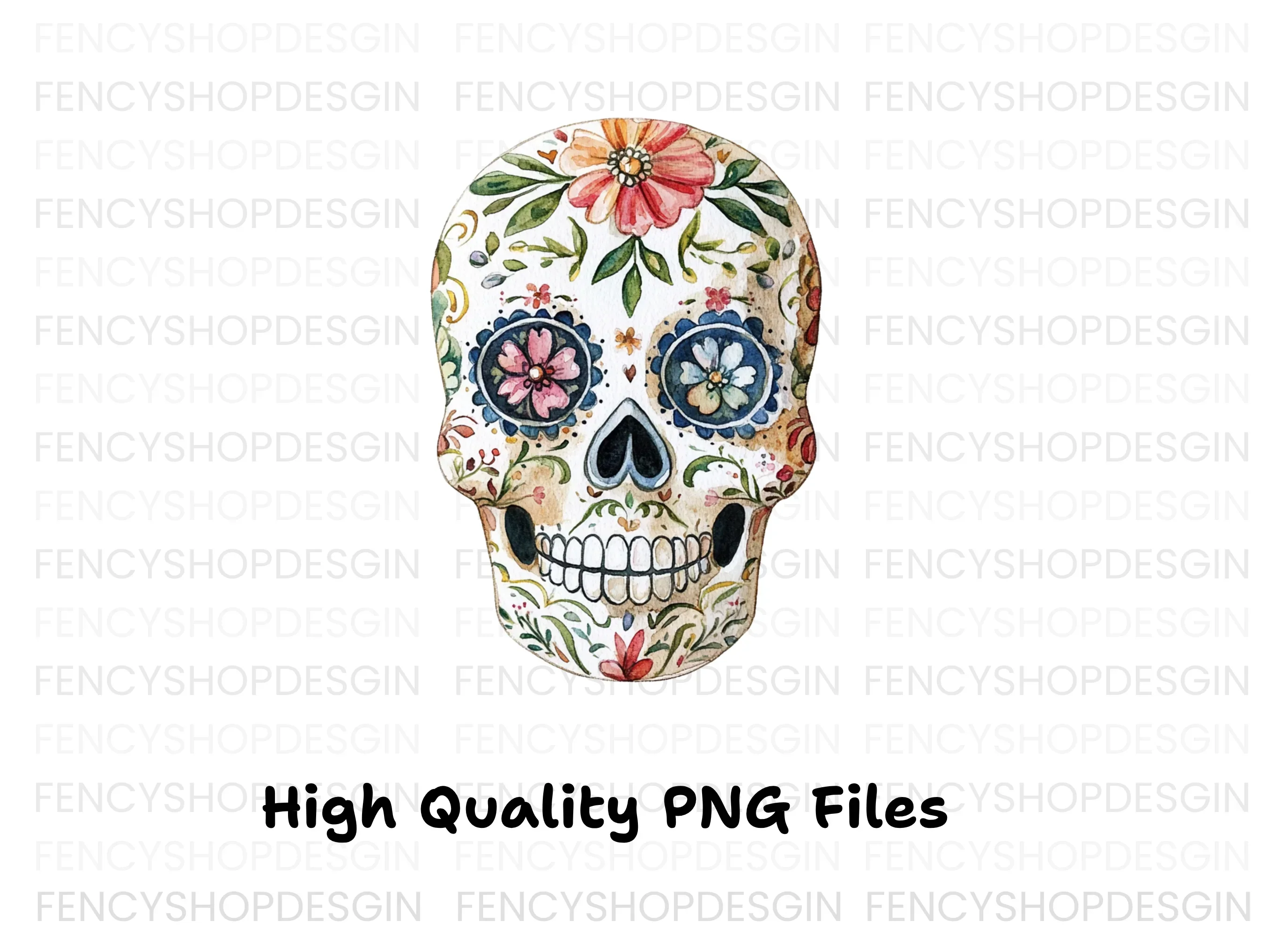 Floral Sugar Skulls Clipart Bundle - Image 3