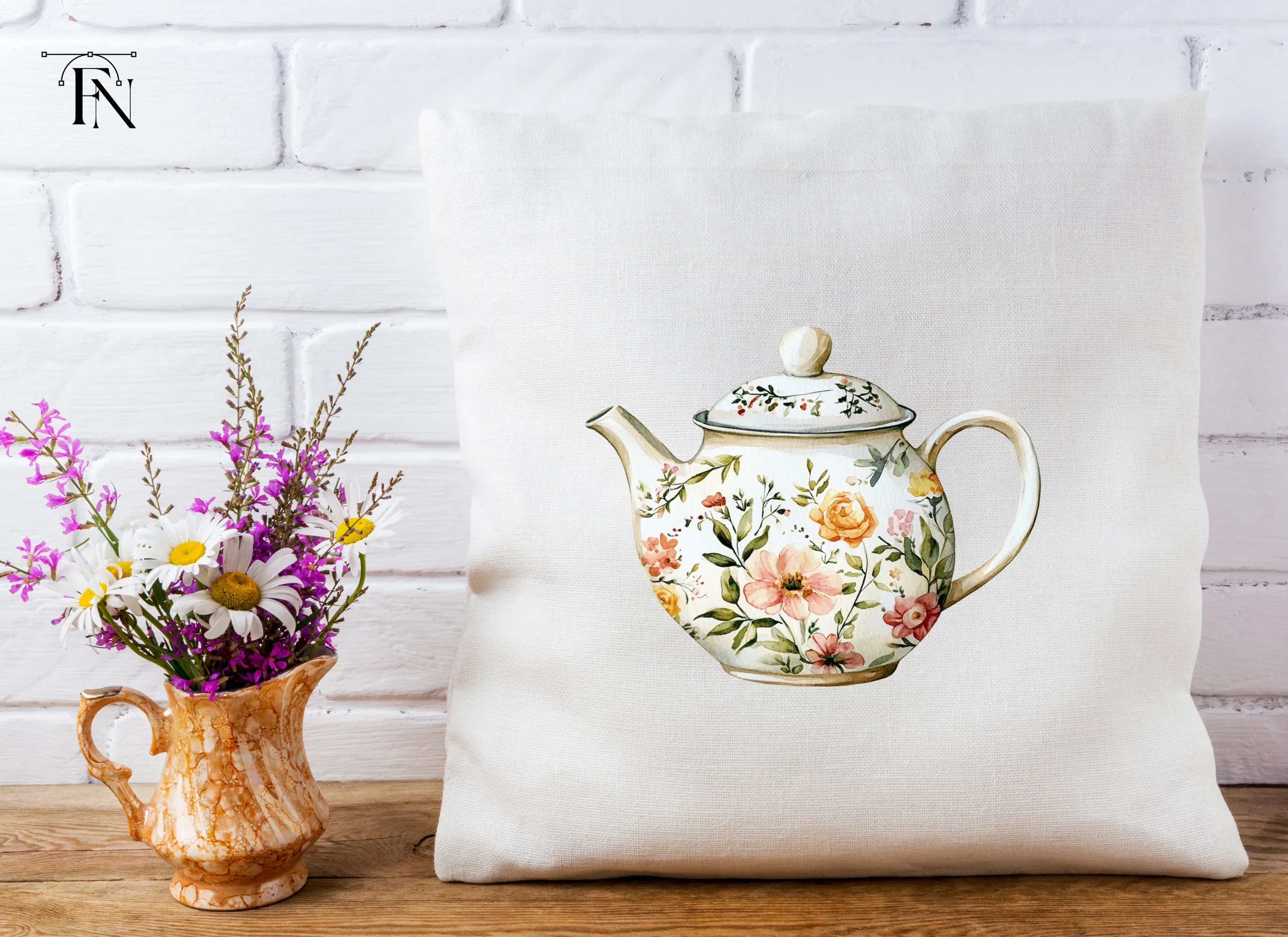 Floral Teapot Clipart Bundle - Image 4