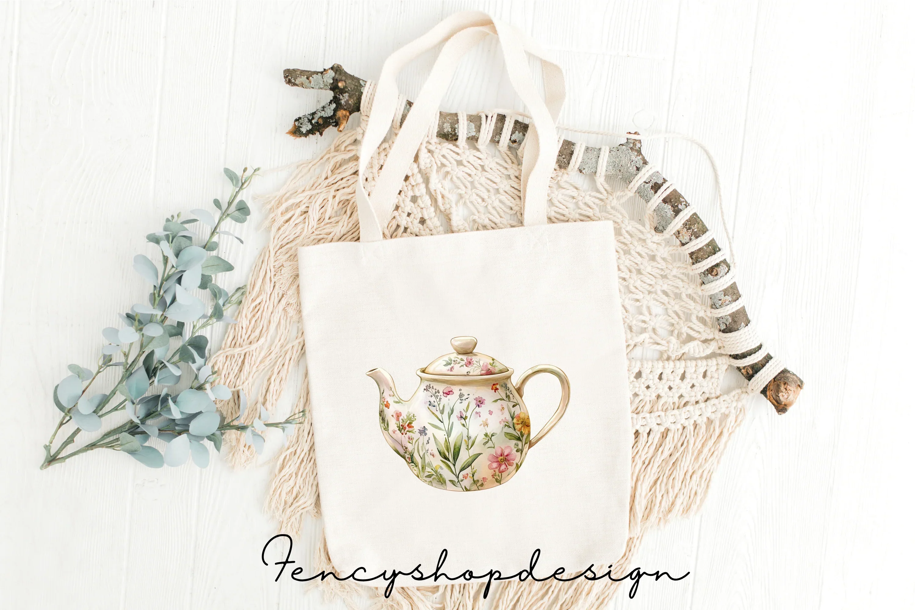 Floral Teapot Clipart Bundle - Image 8