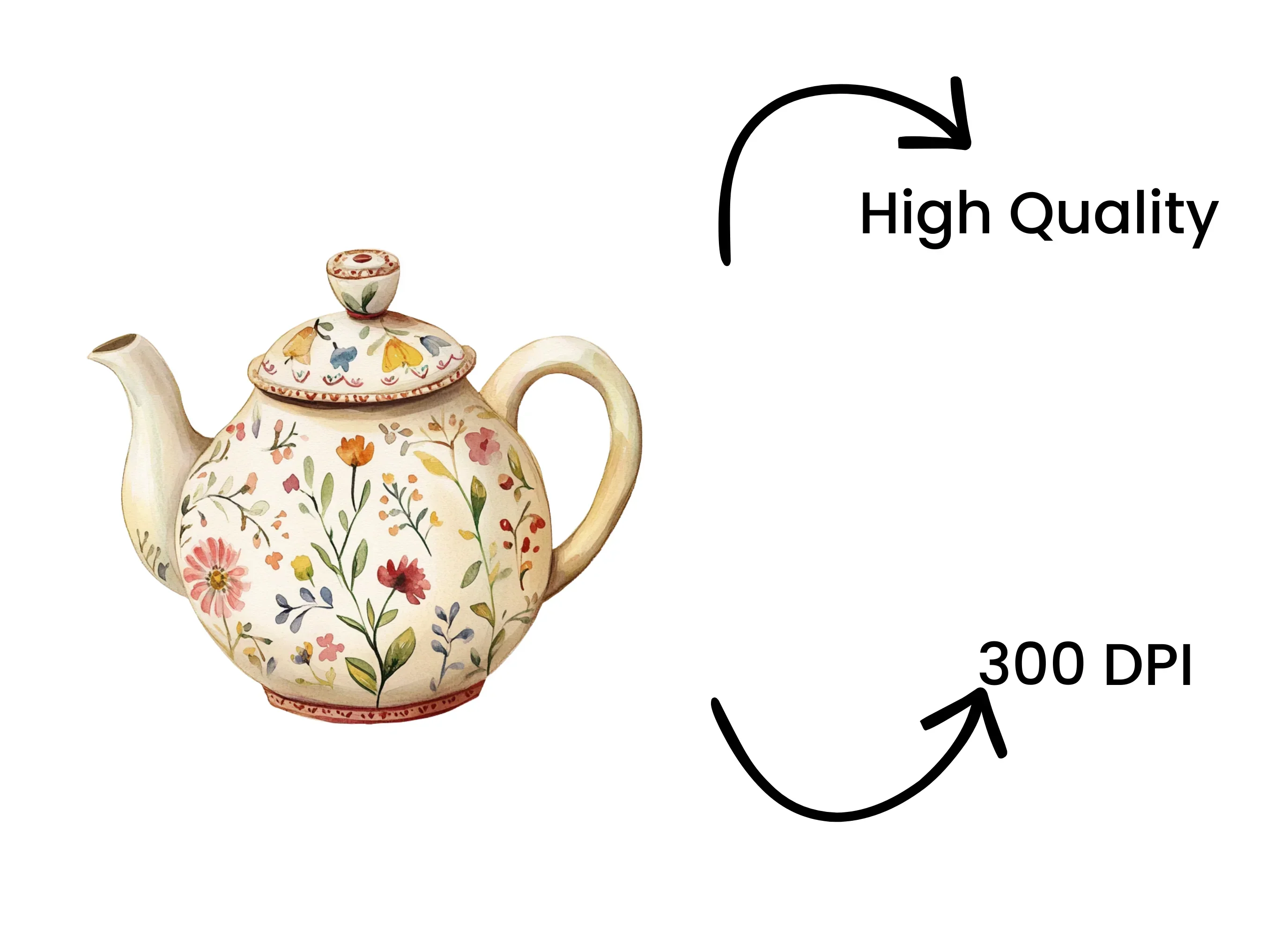 Floral Teapots Clipart Bundle - Image 4