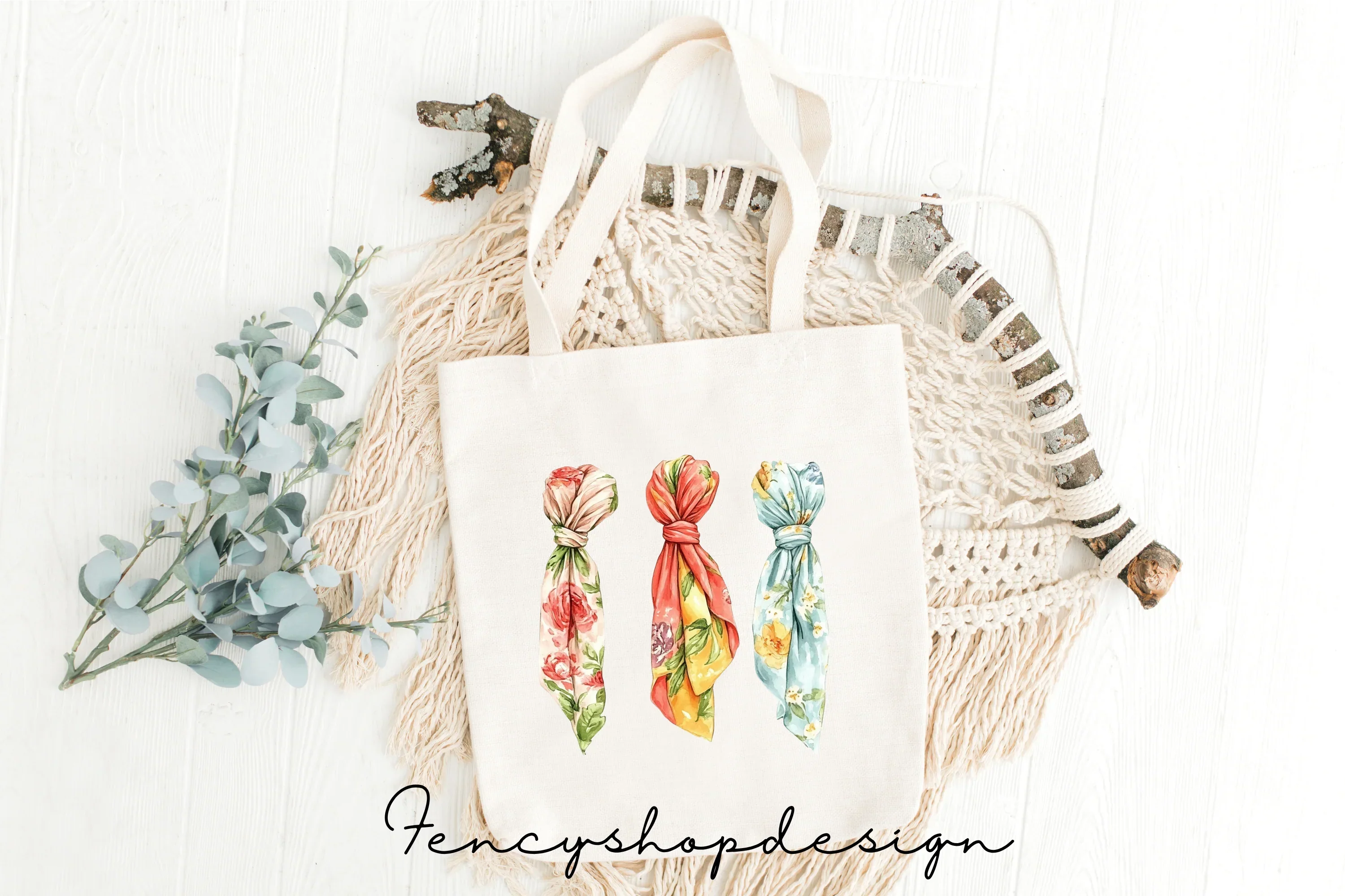 Floral Tied Scarves Clipart Bundle - Image 7