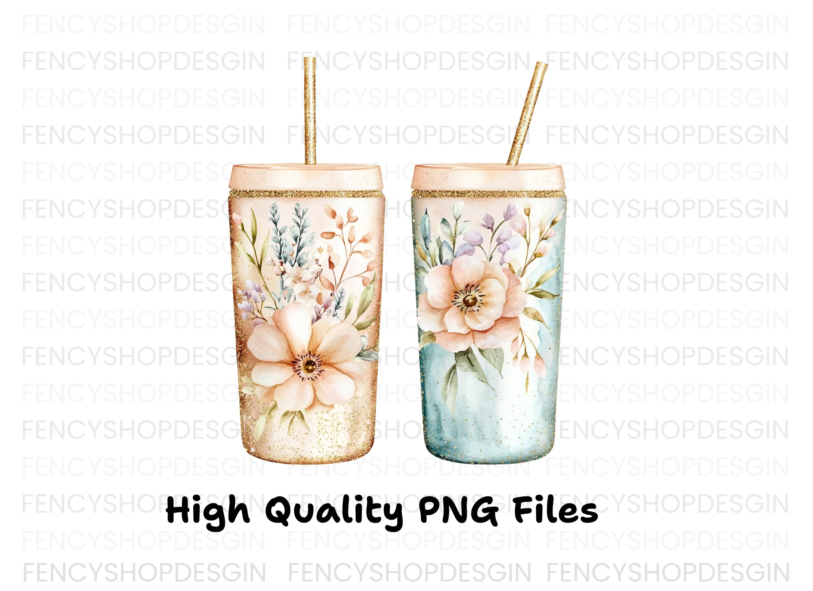 Floral Tumbler Clipart Bundle - Image 3