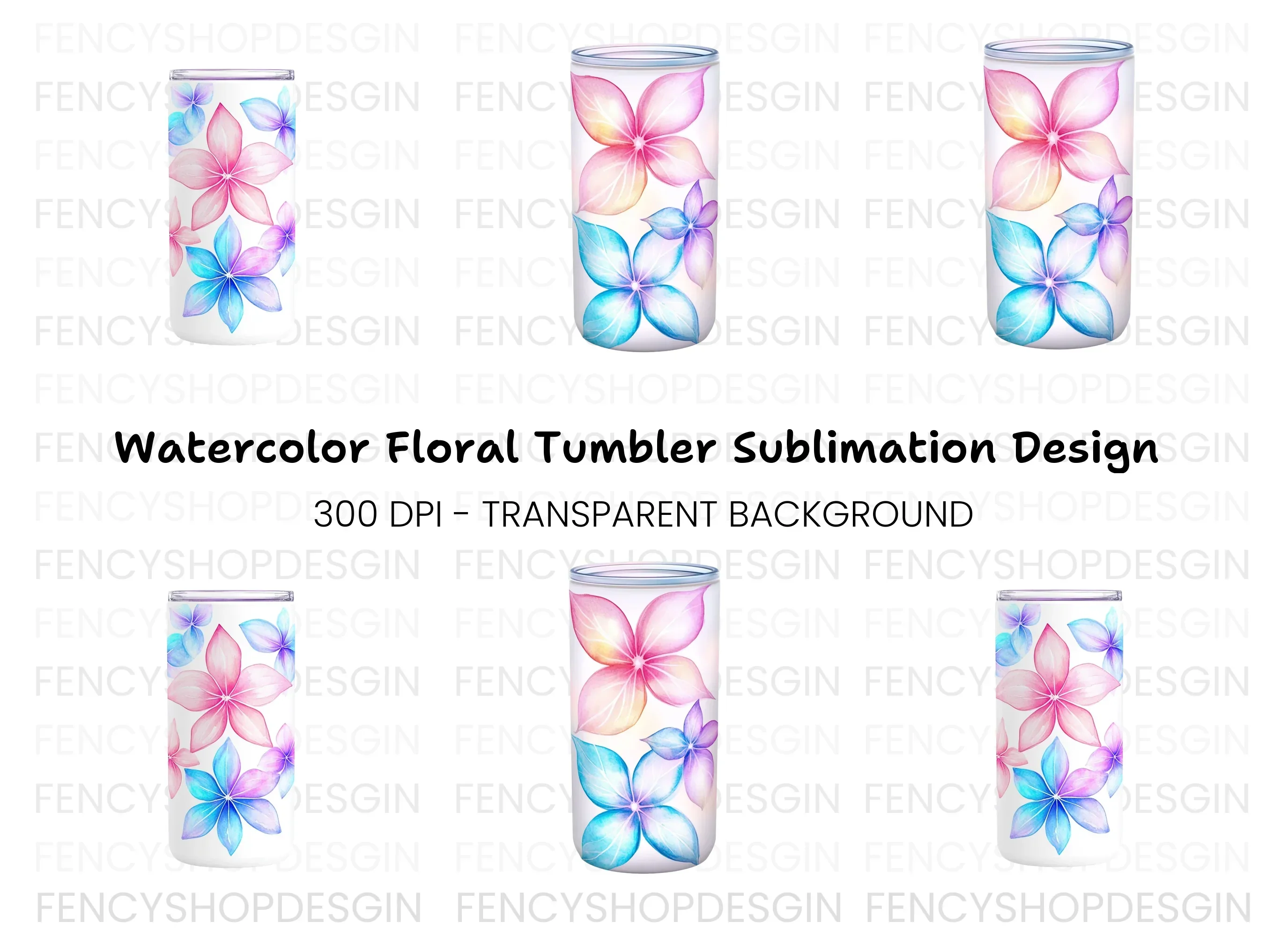 Floral Tumbler Clipart Bundle