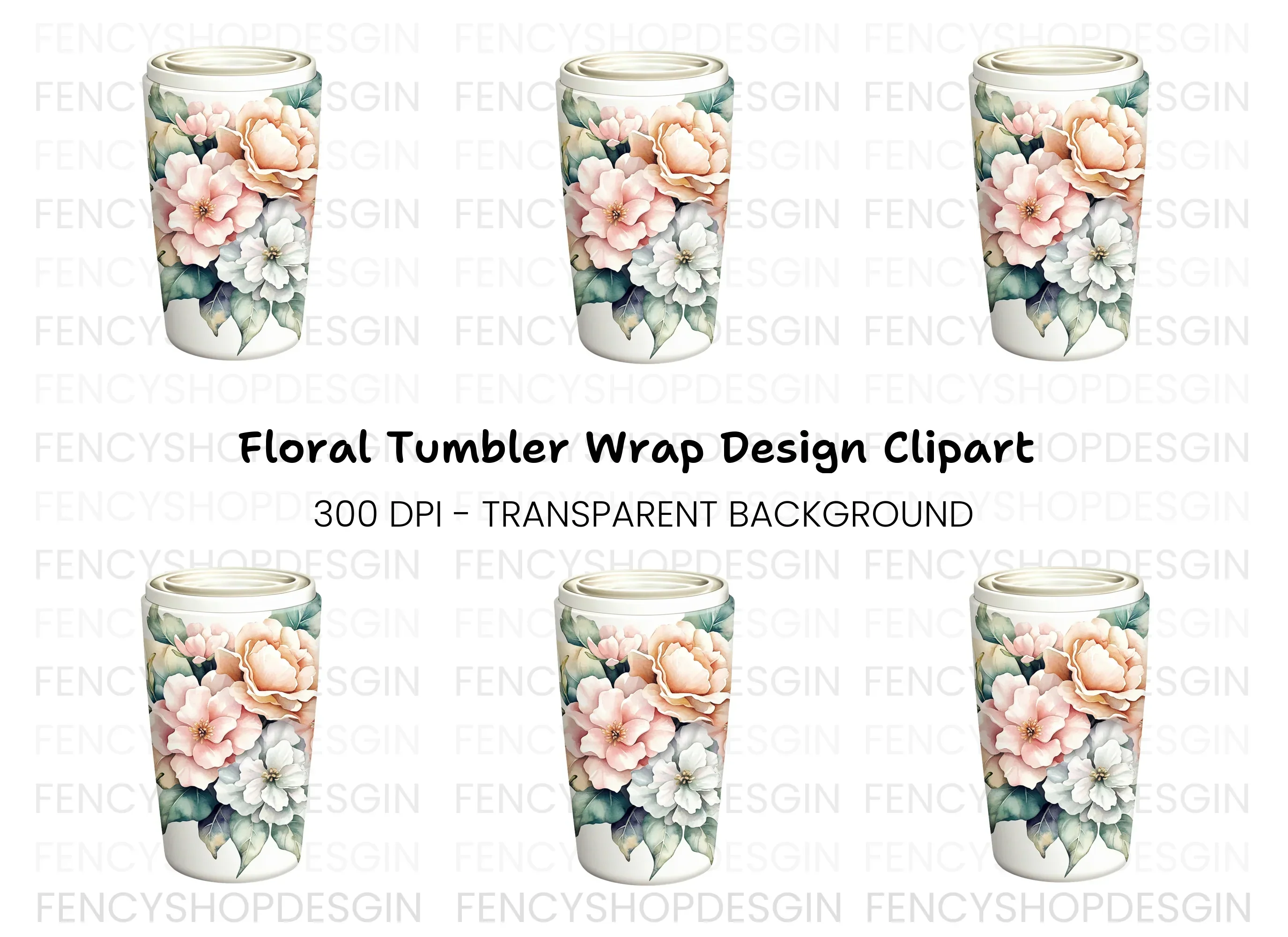 Floral Tumbler Clipart Bundle