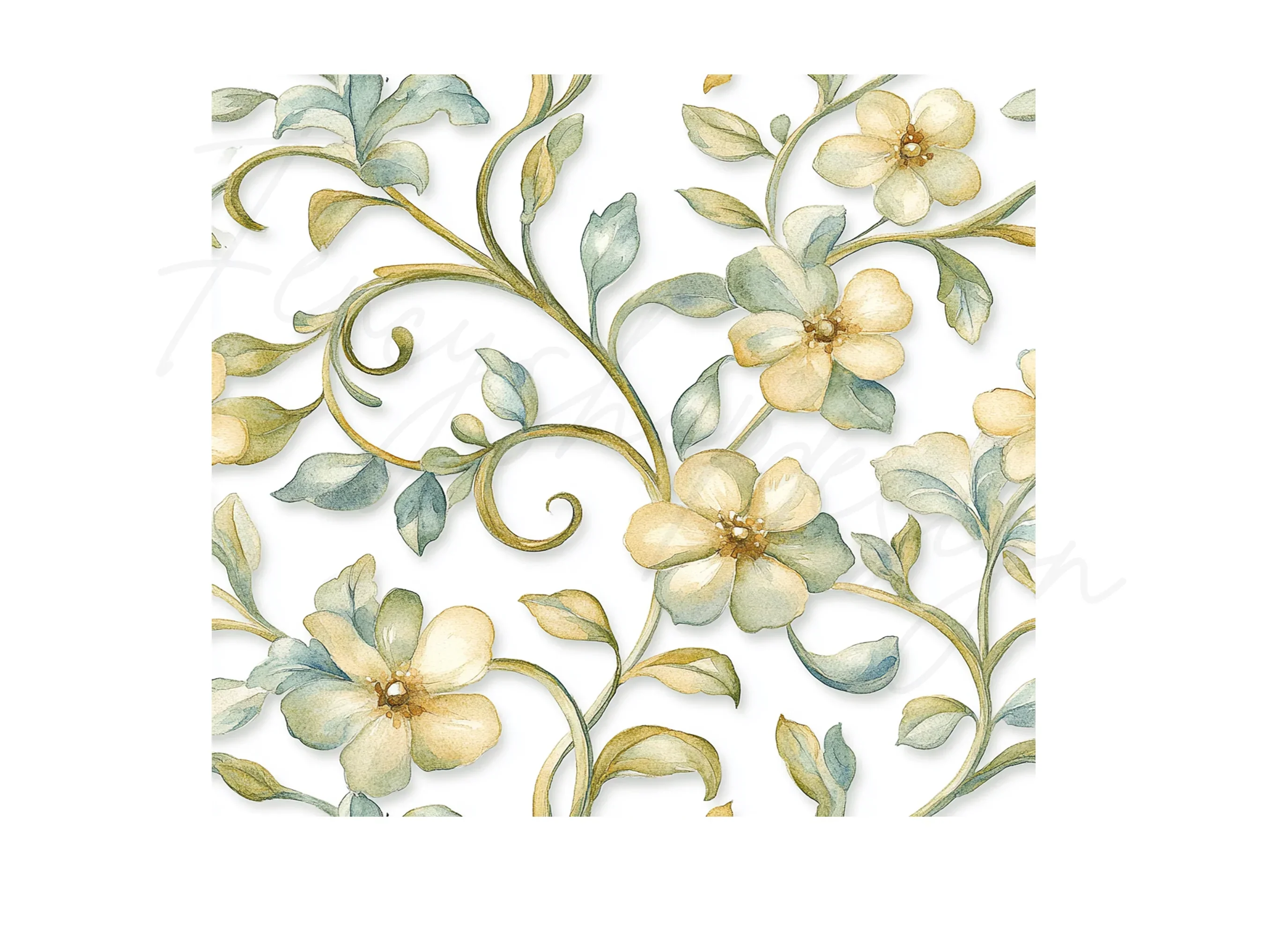 Floral Vines Seamless Pattern Clipart Bundle - Image 2