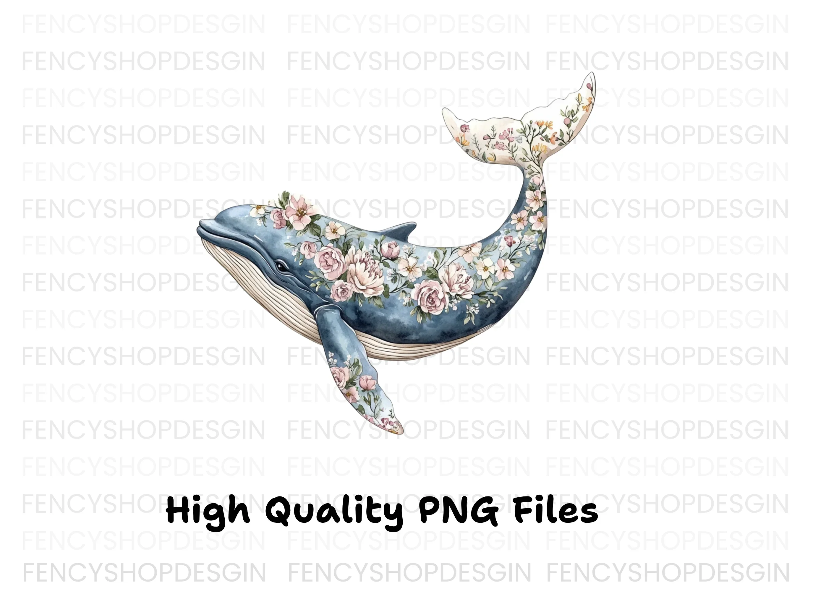 Floral Whale Clipart Bundle - Image 3