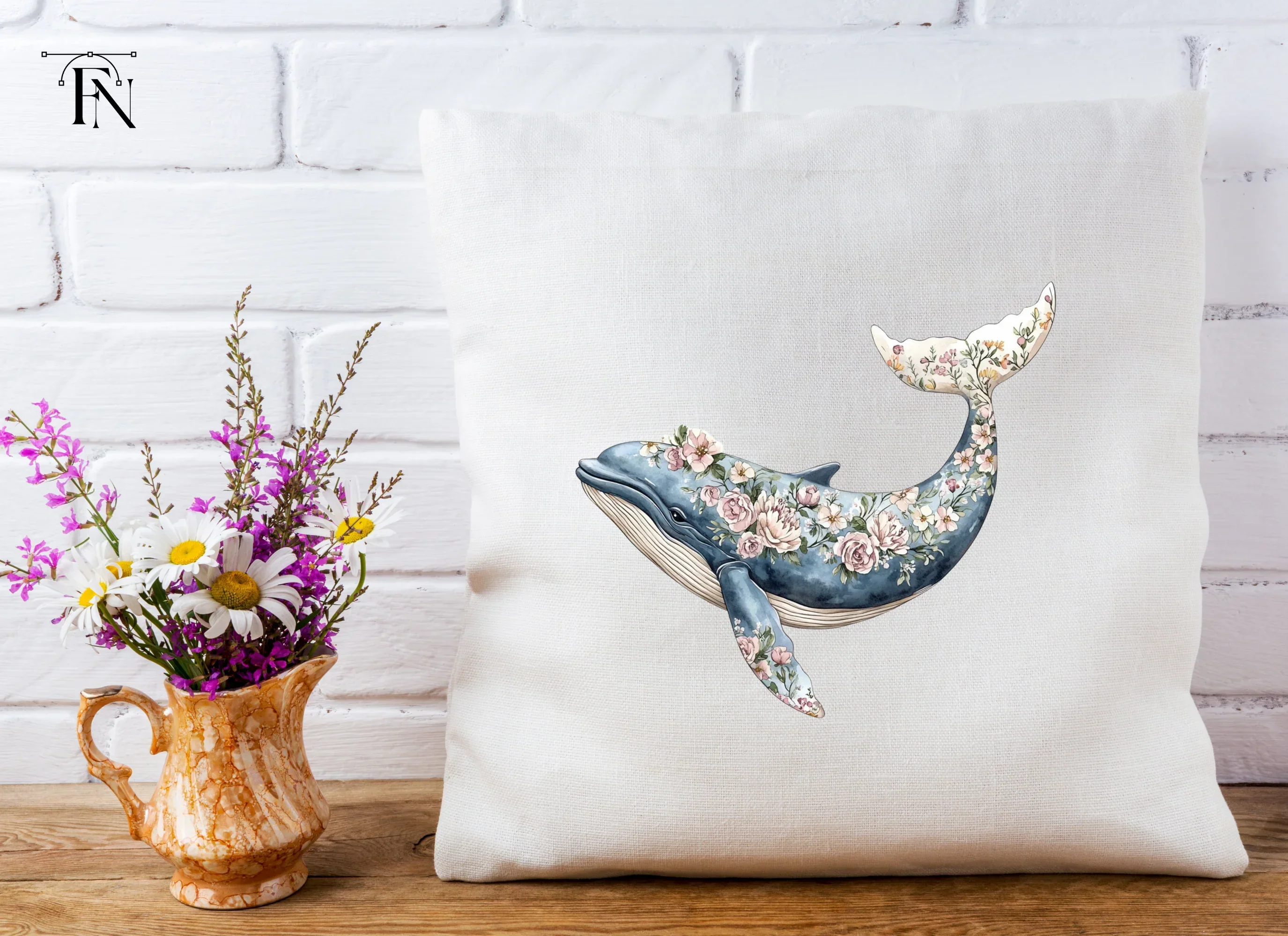 Floral Whale Clipart Bundle - Image 5