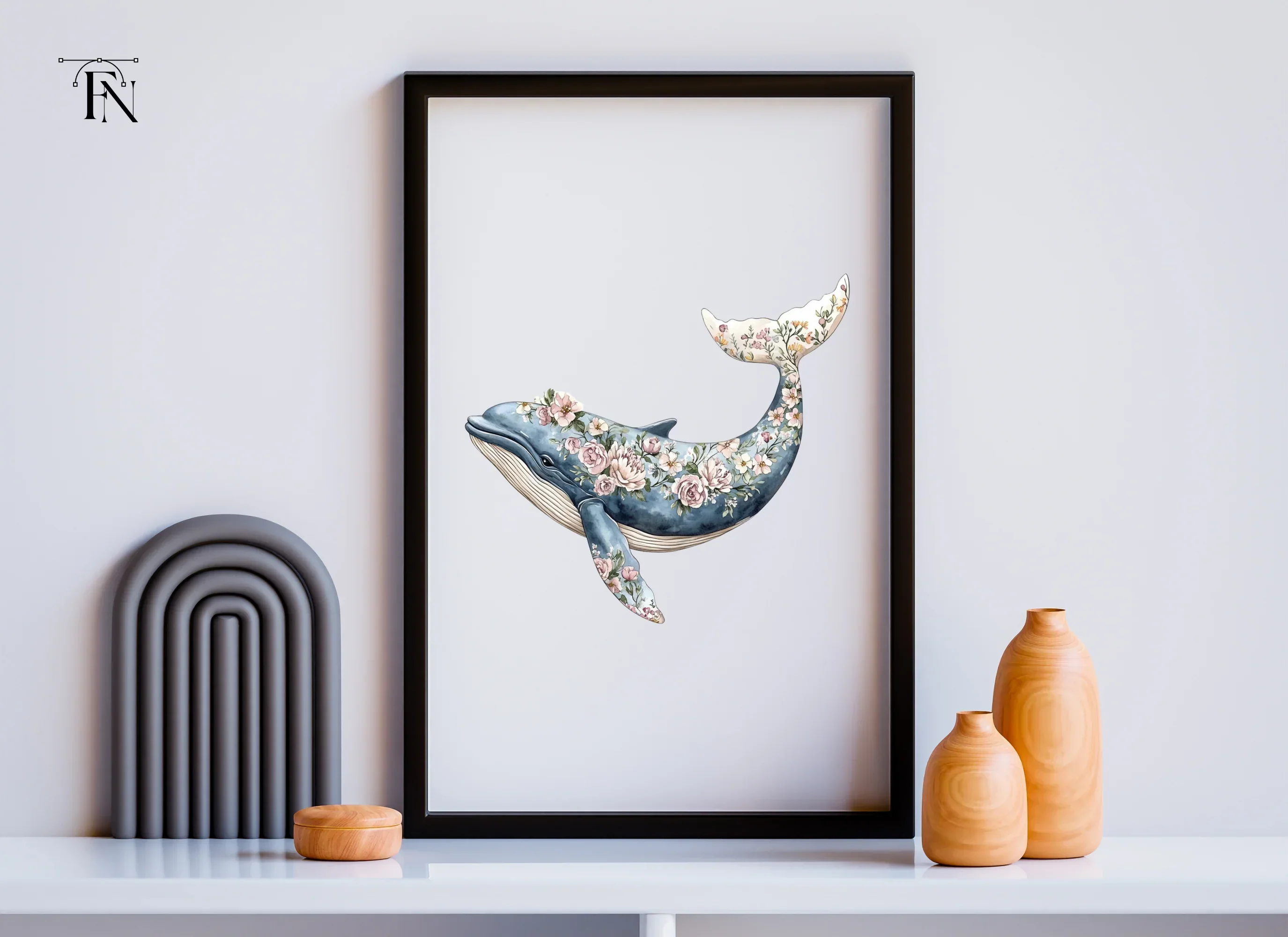 Floral Whale Clipart Bundle - Image 6