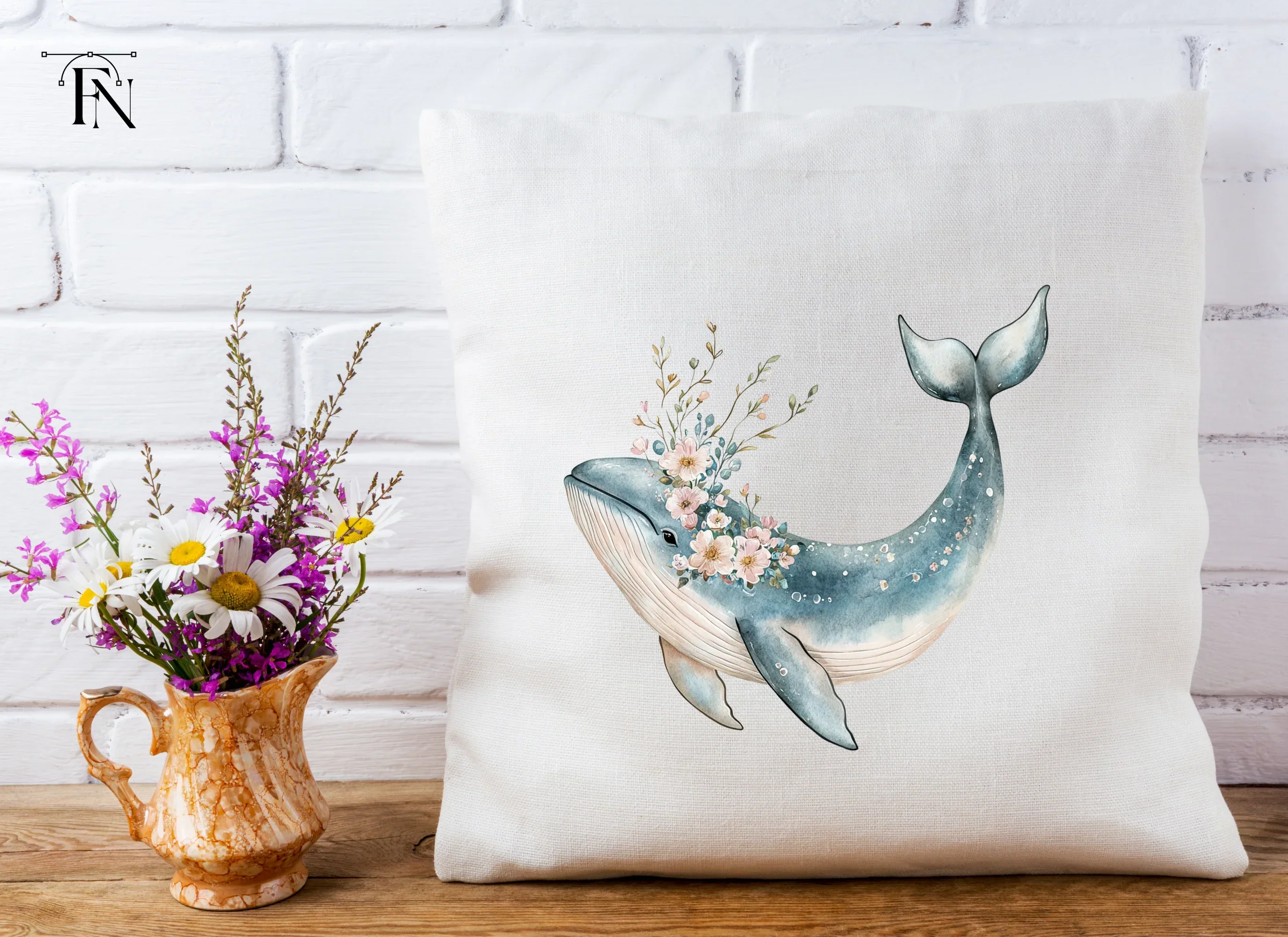 Floral Whales Clipart Bundle - Image 5
