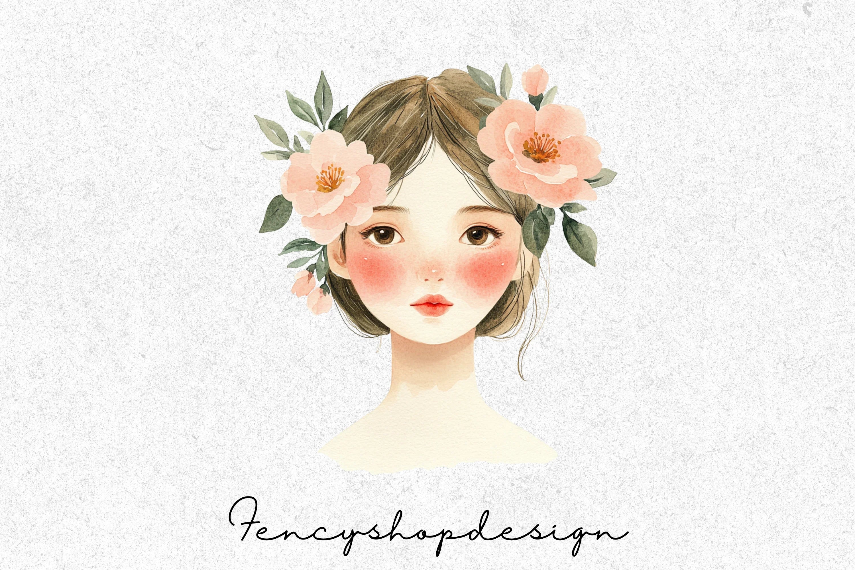 Floral Women Portraits Clipart Bundle - Image 4