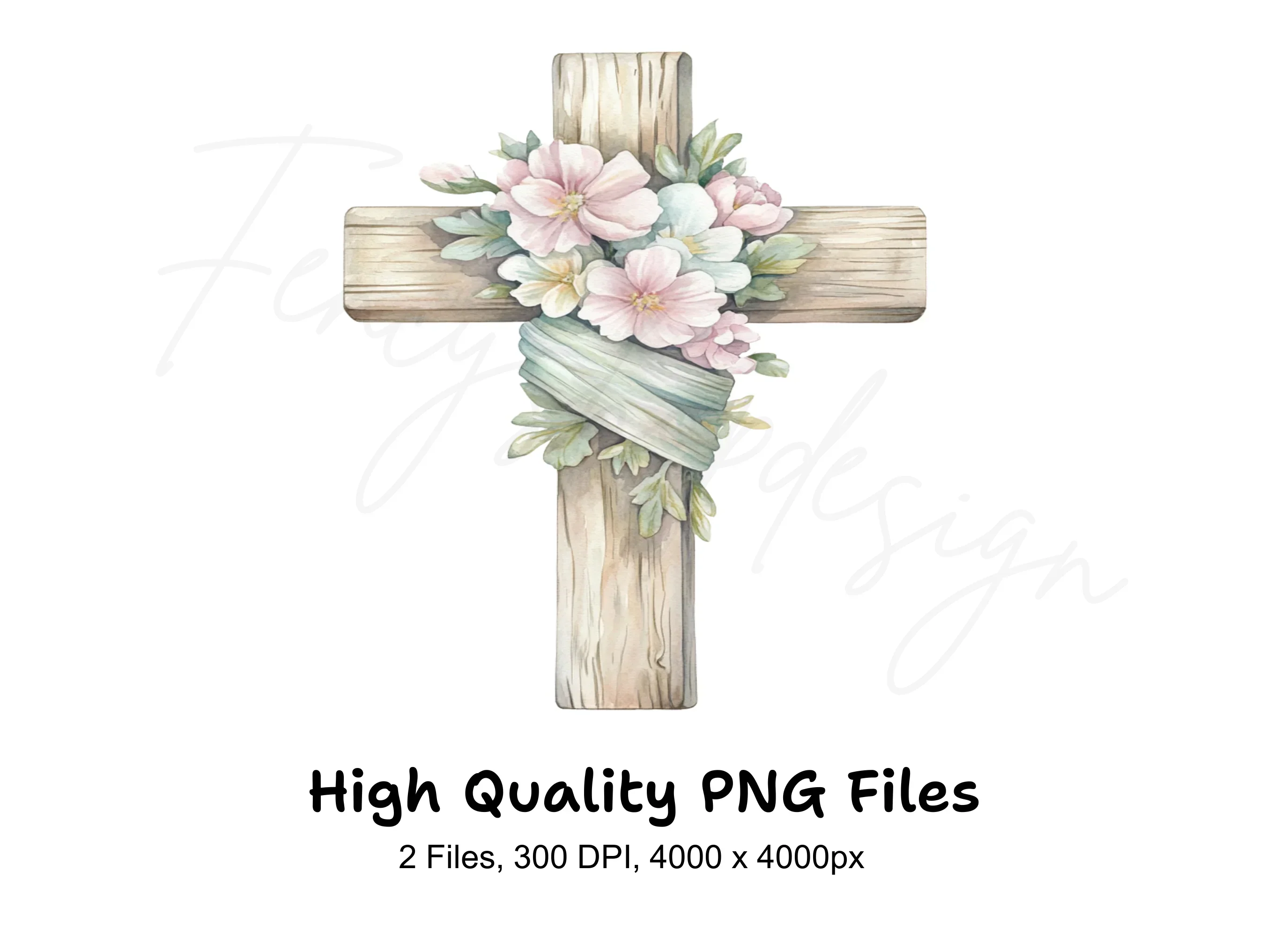 Floral Wooden Crosses Clipart Bundle