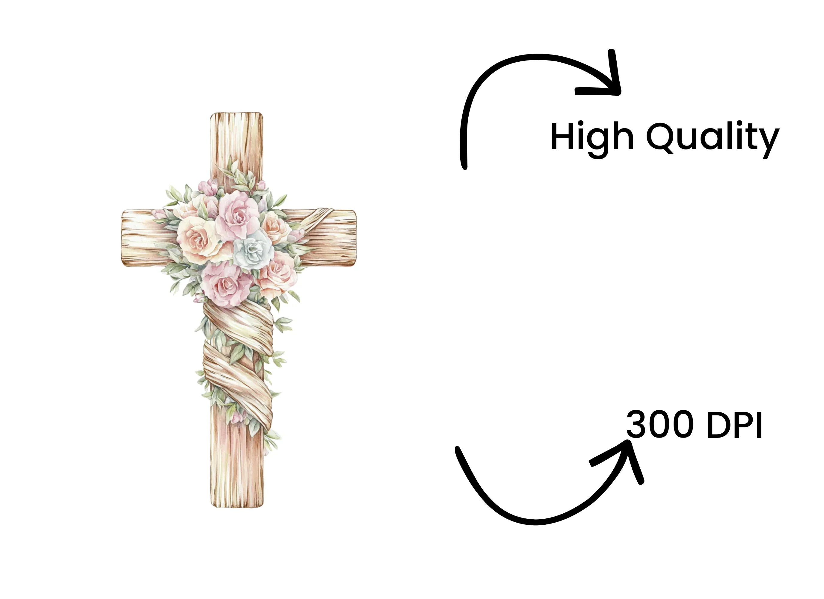 Floral Wooden Crosses Clipart Bundle - Image 4