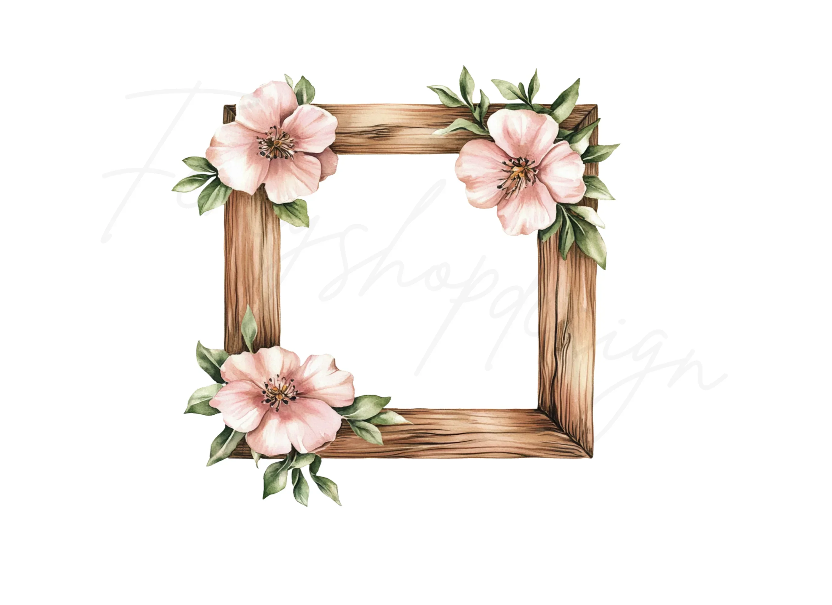 Floral Wooden Frame Clipart Bundle - Image 2