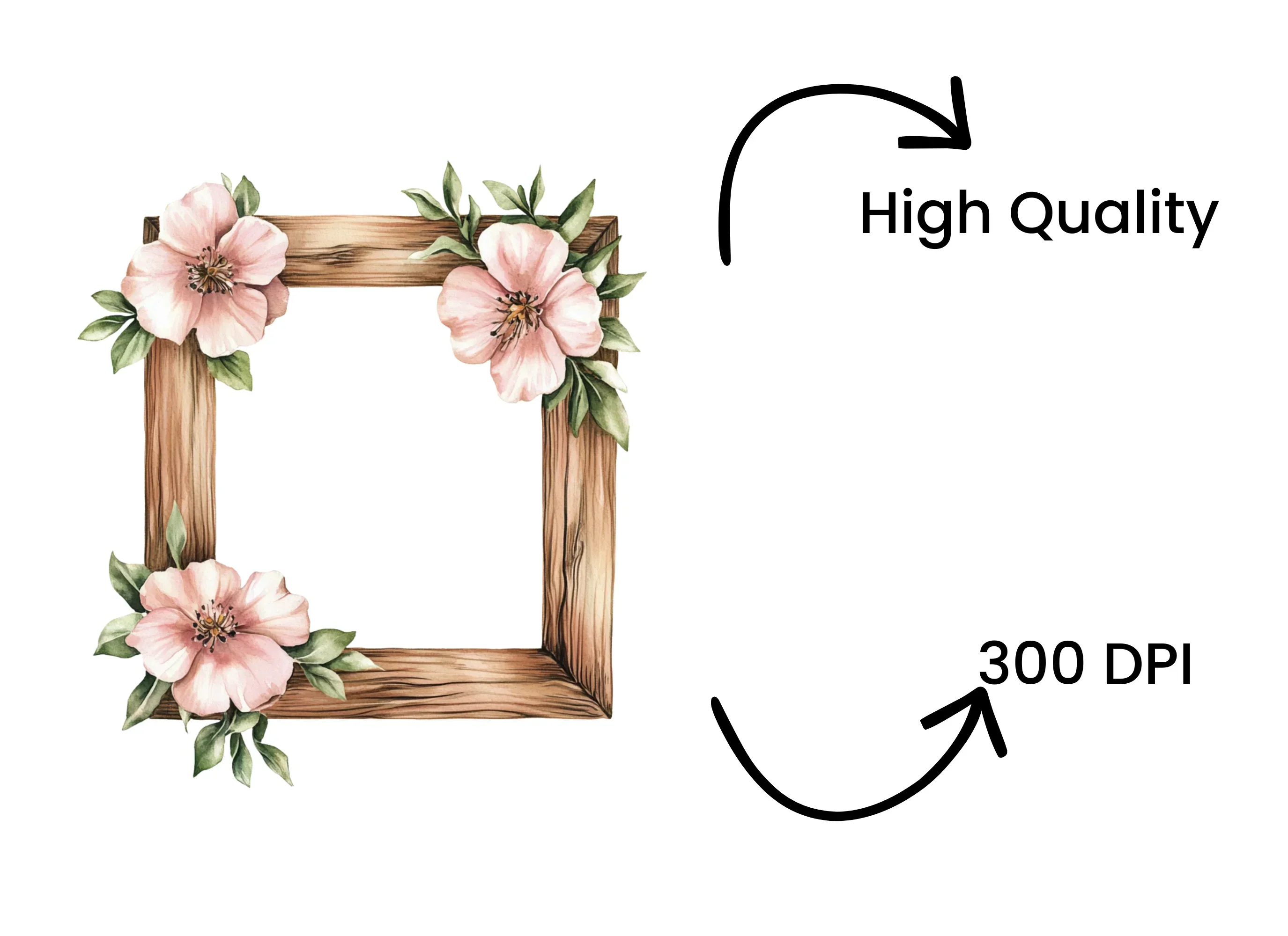 Floral Wooden Frame Clipart Bundle - Image 4