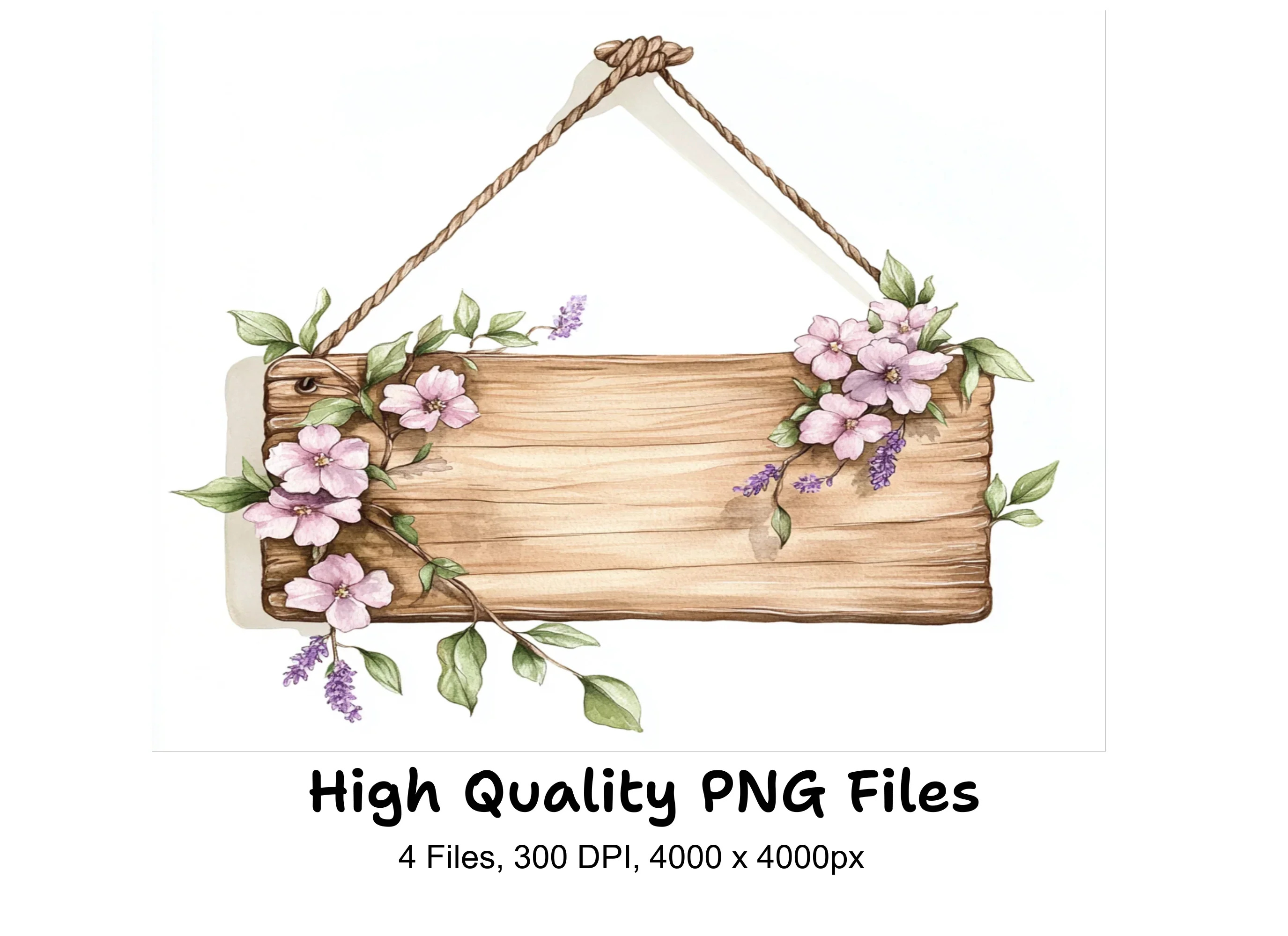 Floral Wooden Signs Clipart Bundle