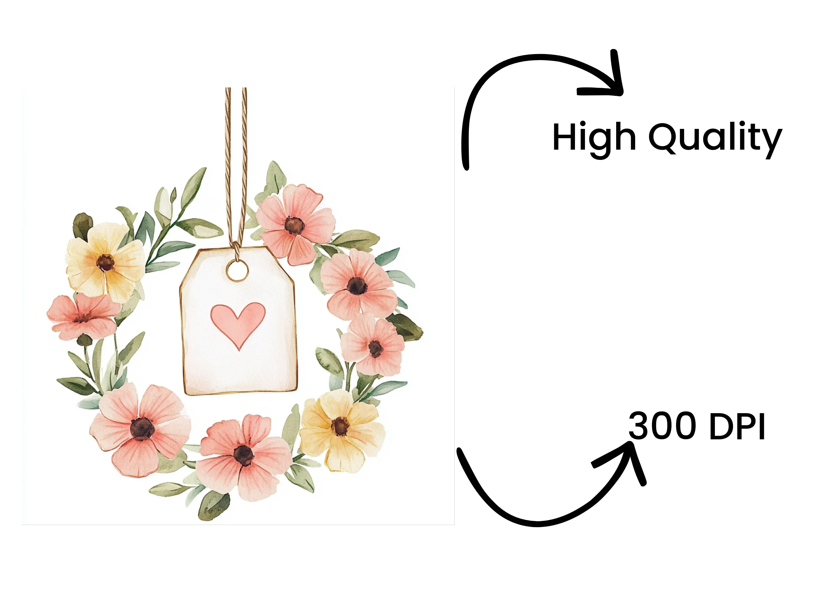 Floral Wreath Heart Tag Clipart Bundle - Image 4