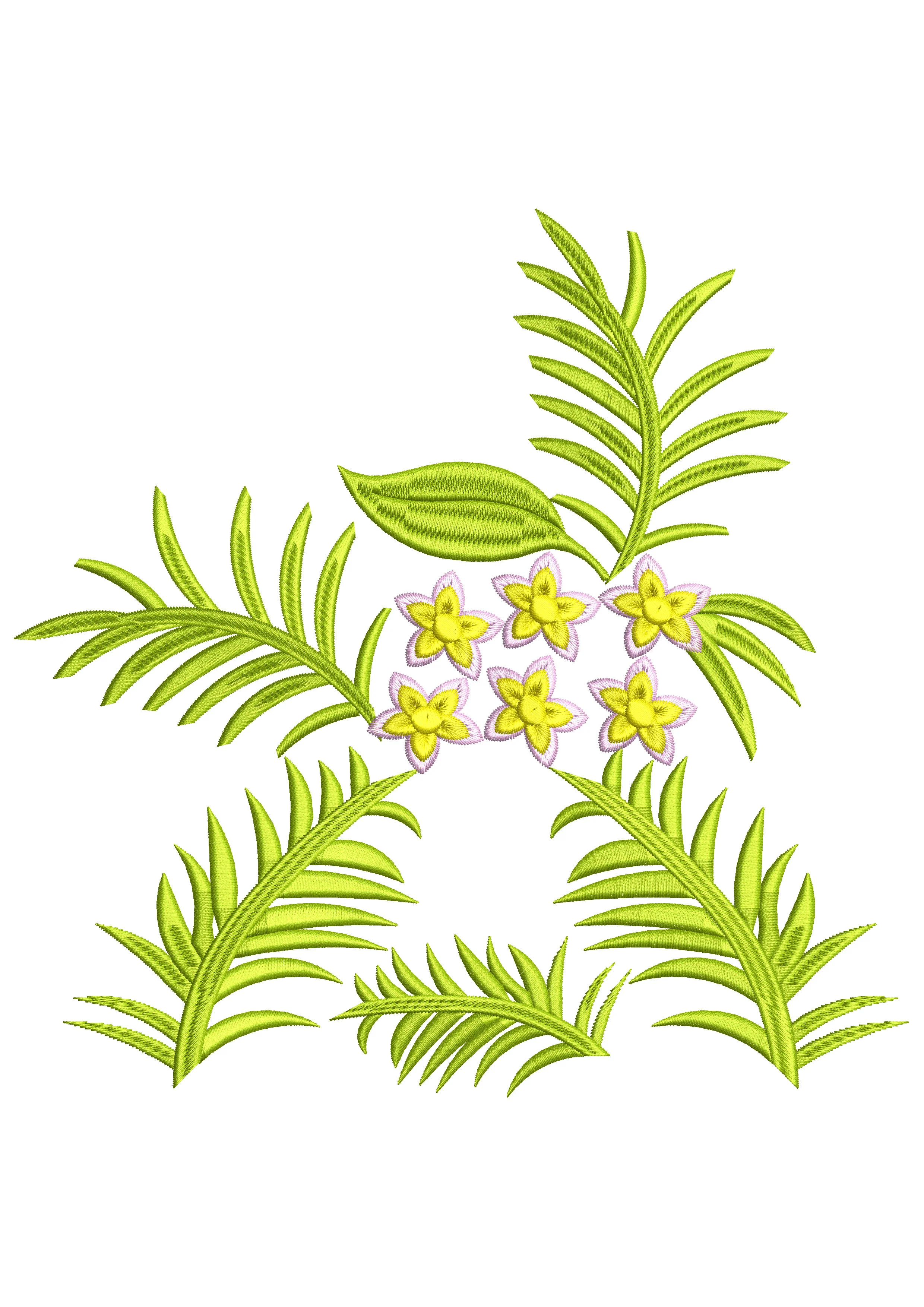 Flower Aloe Vera Embroidery Design