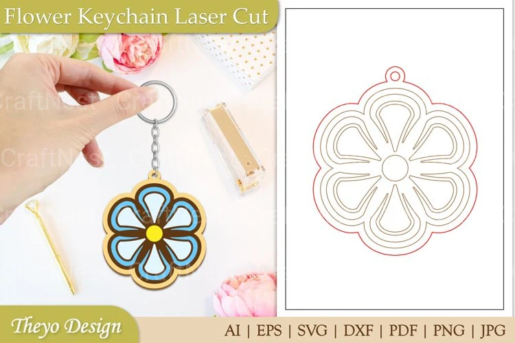 Flower Keychain SVG Bundle