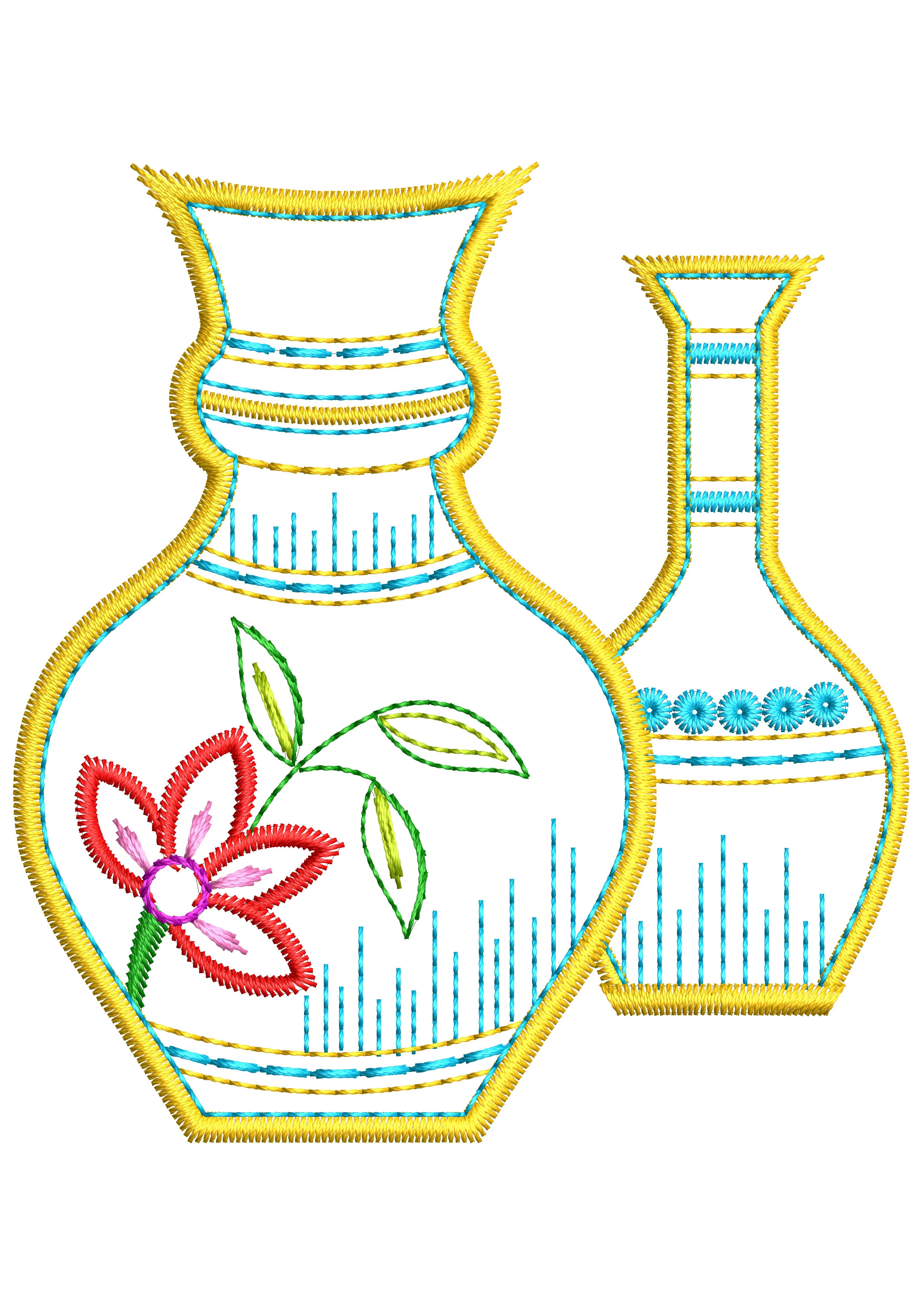 Flower Pot Embroidery Design