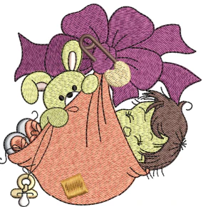 Flower With Baby Embroidery Design
