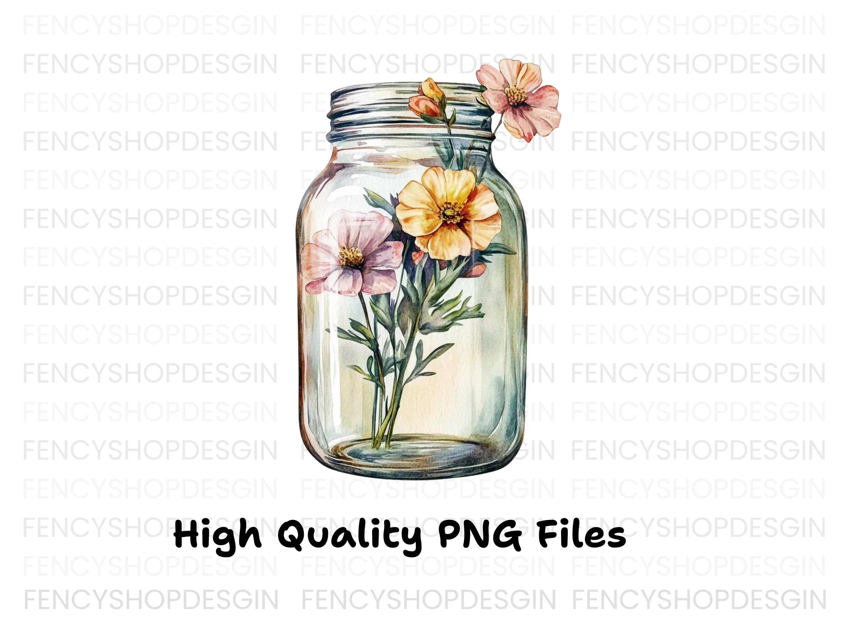 Flowers in Mason Jar Clipart Bundle - Image 3