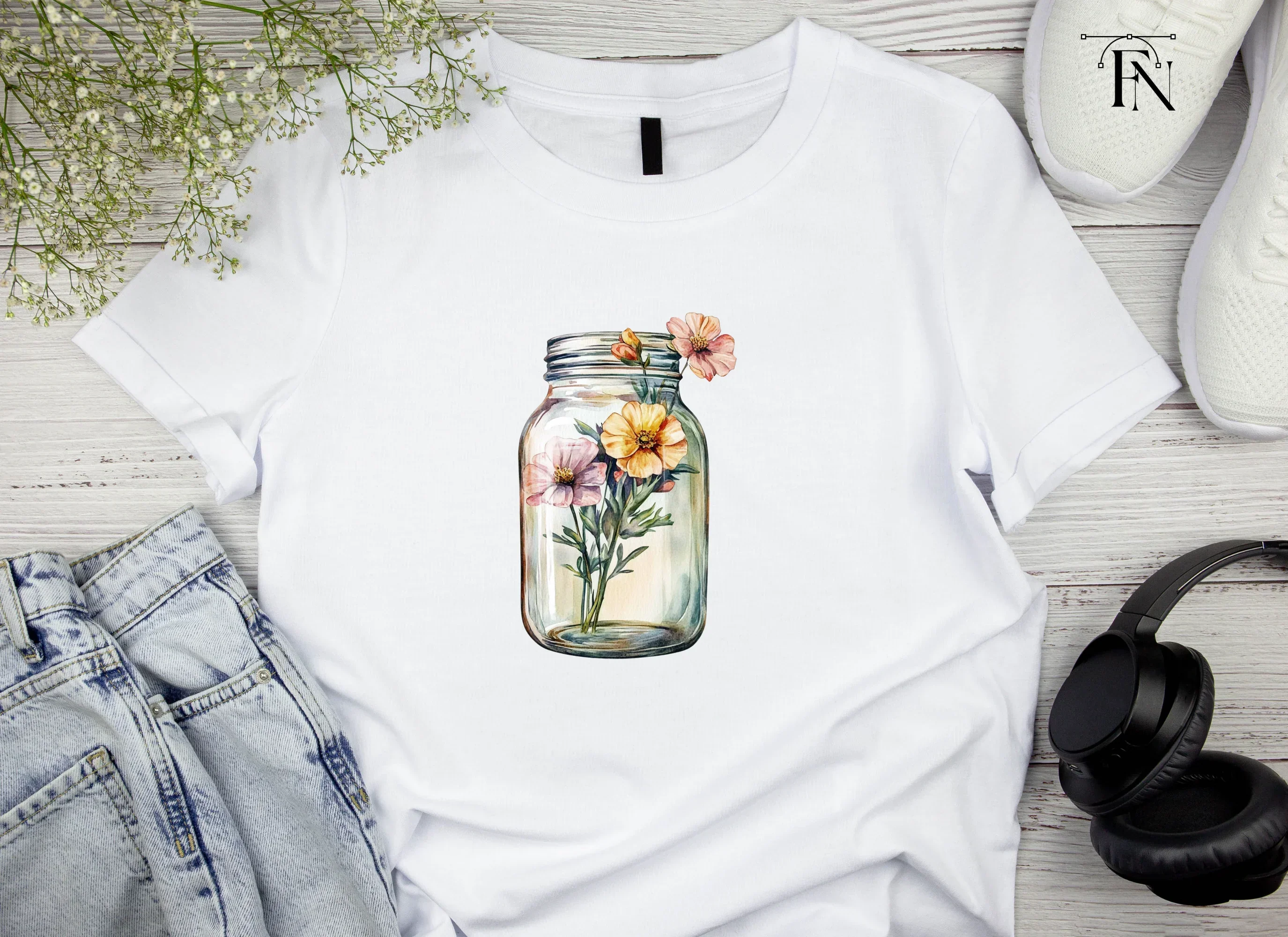 Flowers in Mason Jar Clipart Bundle - Image 4