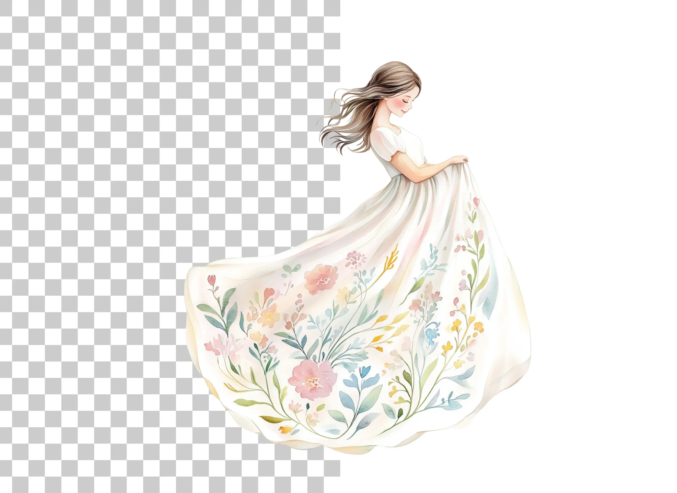 Flowing Floral Dress Clipart Bundle - Image 6