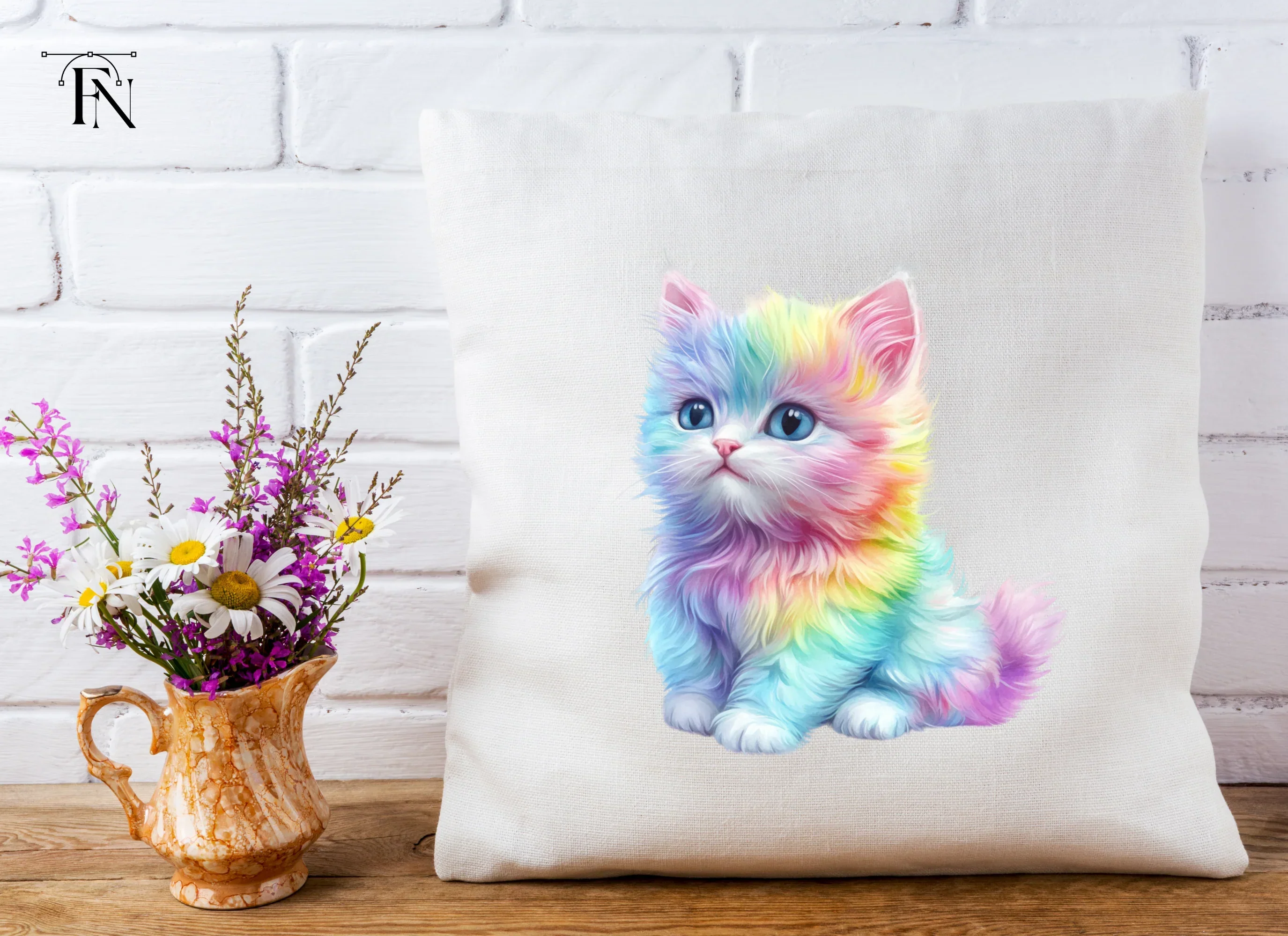 Fluffy Rainbow Kittens Clipart Bundle - Image 4