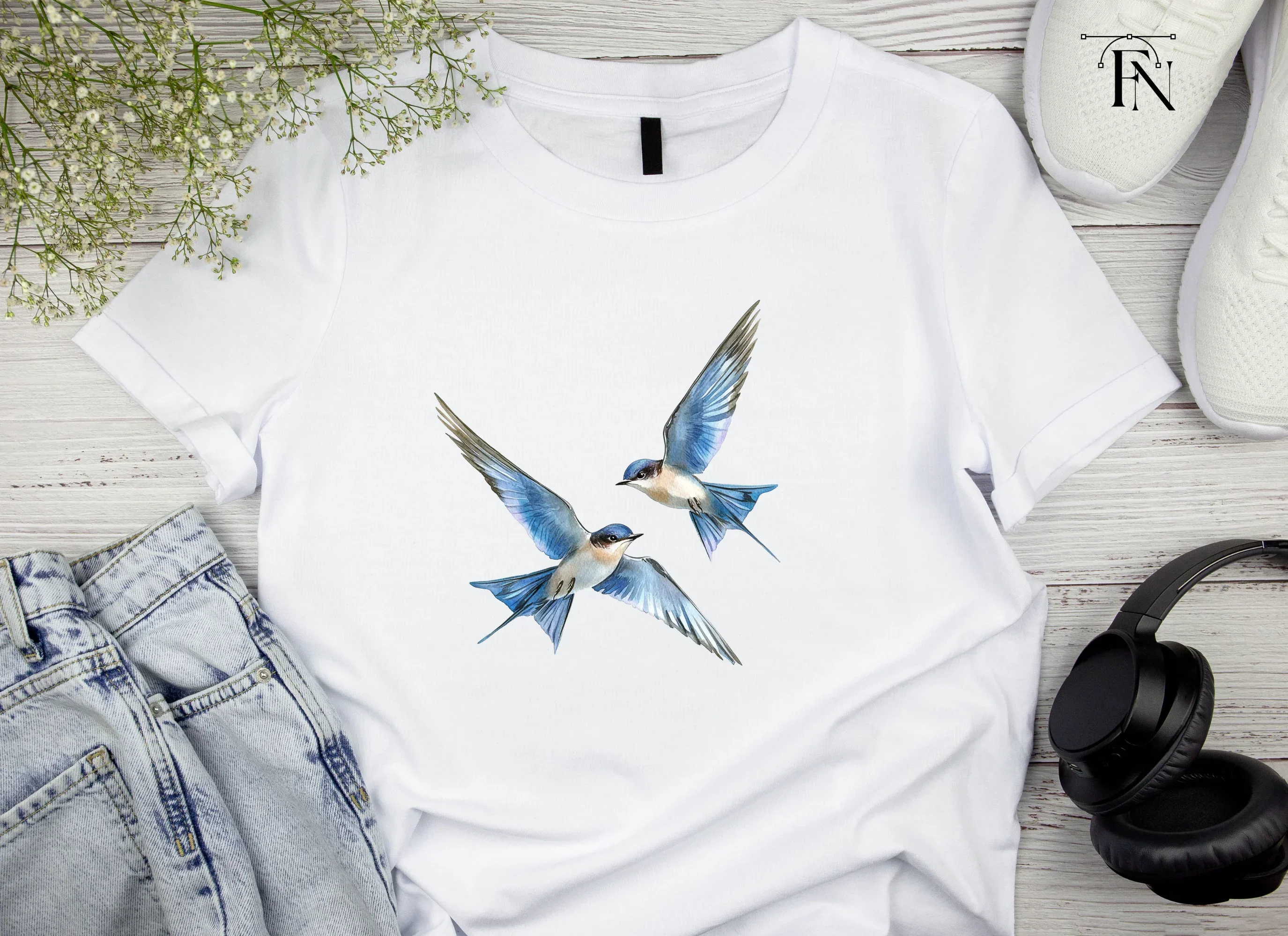 Flying Blue Birds Clipart Bundle - Image 4