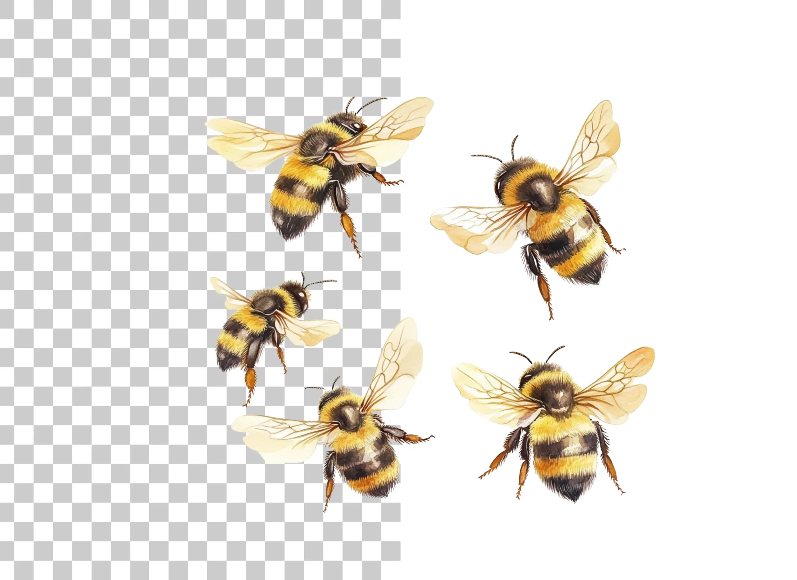 Flying Bumblebee Illustrations Clipart Bundle - Image 2