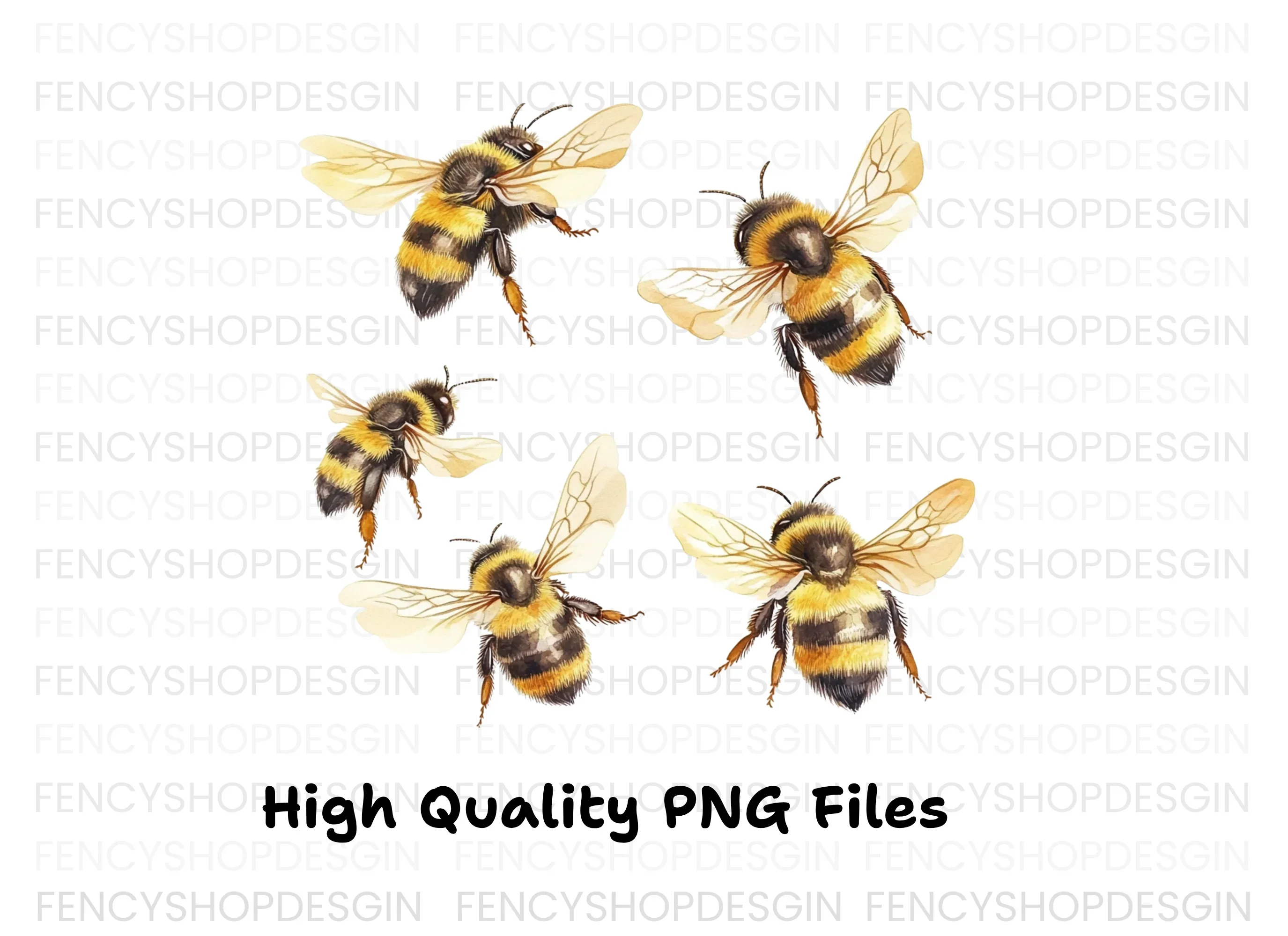 Flying Bumblebee Illustrations Clipart Bundle - Image 5