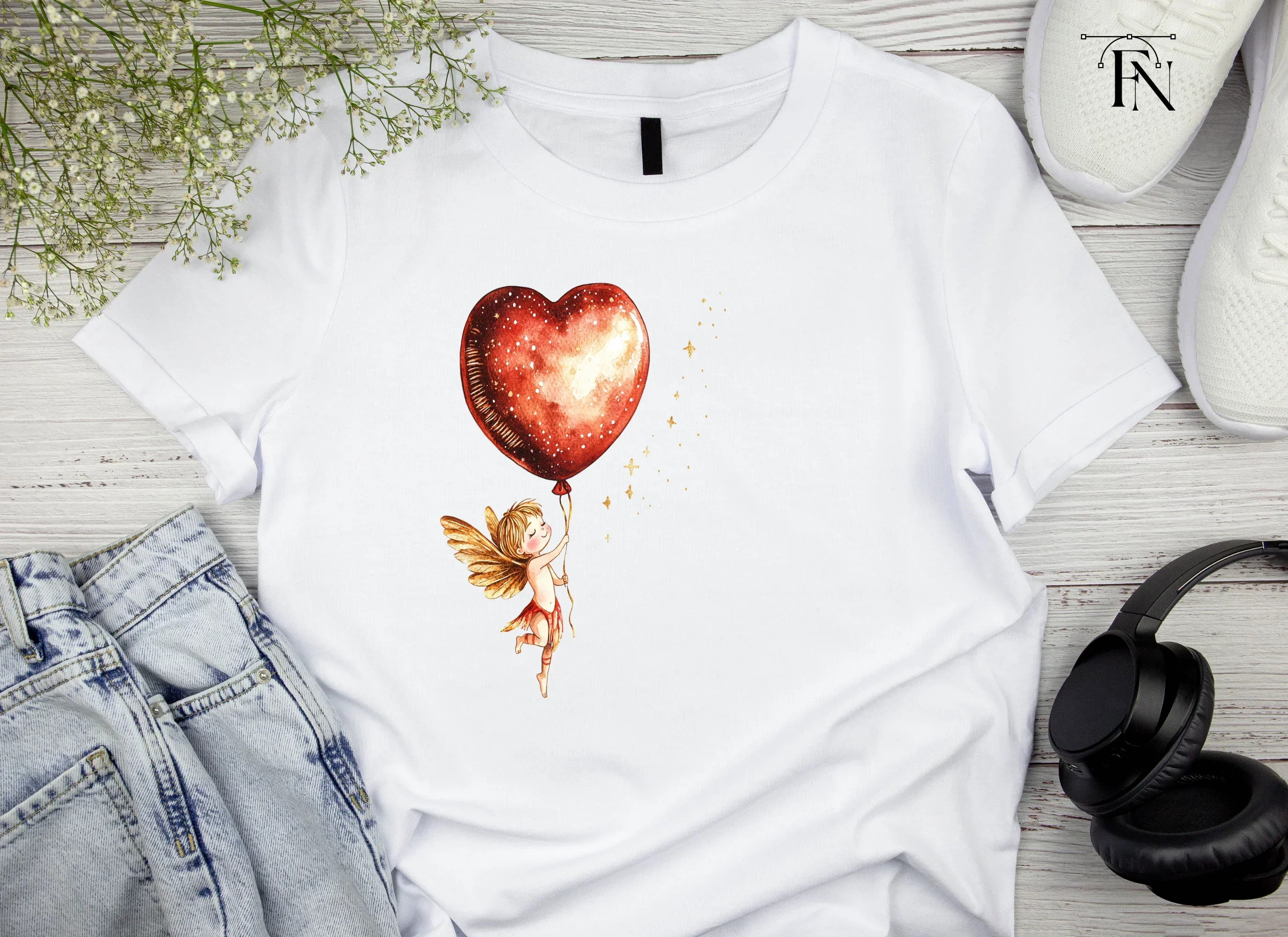 Flying Cupid Heart Balloon Clipart Bundle - Image 4