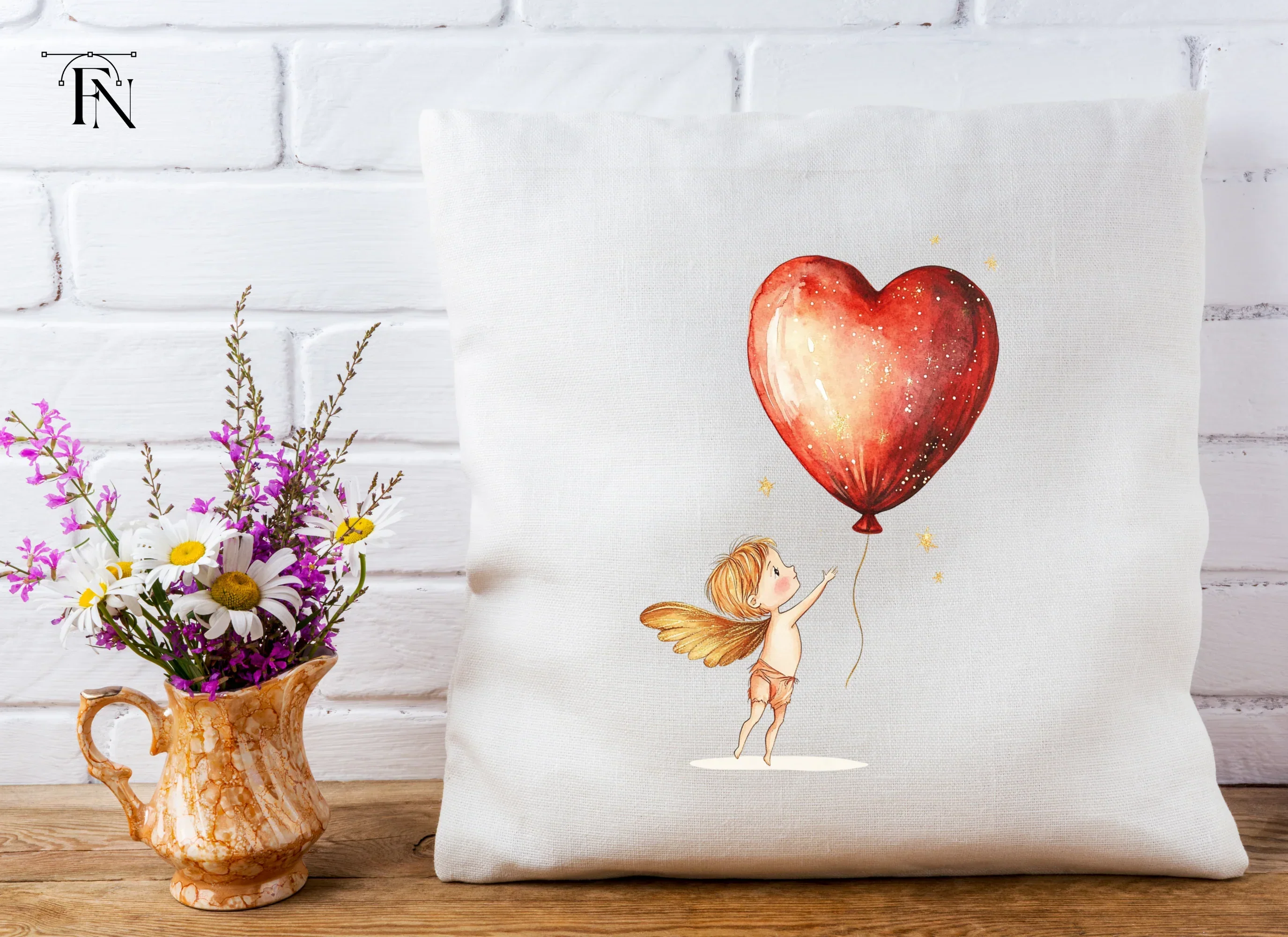 Flying Cupid Heart Balloon Clipart Bundle - Image 5