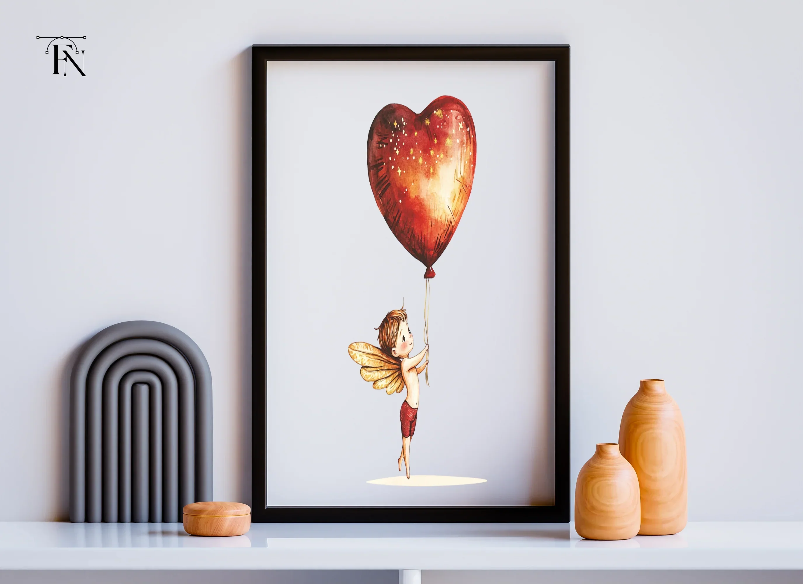 Flying Cupid Heart Balloon Clipart Bundle - Image 6