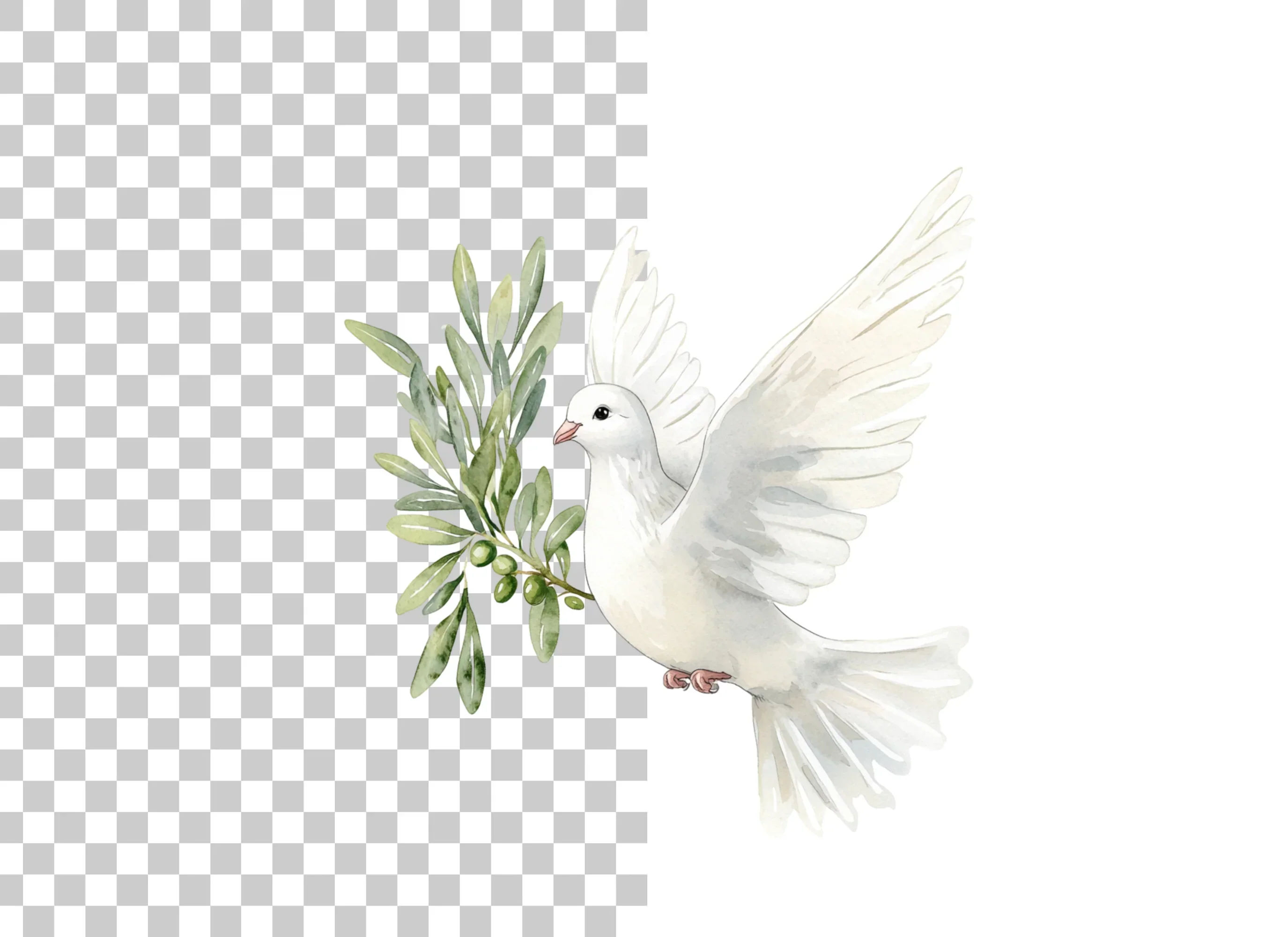 Flying Doves with Olive Branches Clipart Bundle - Image 2