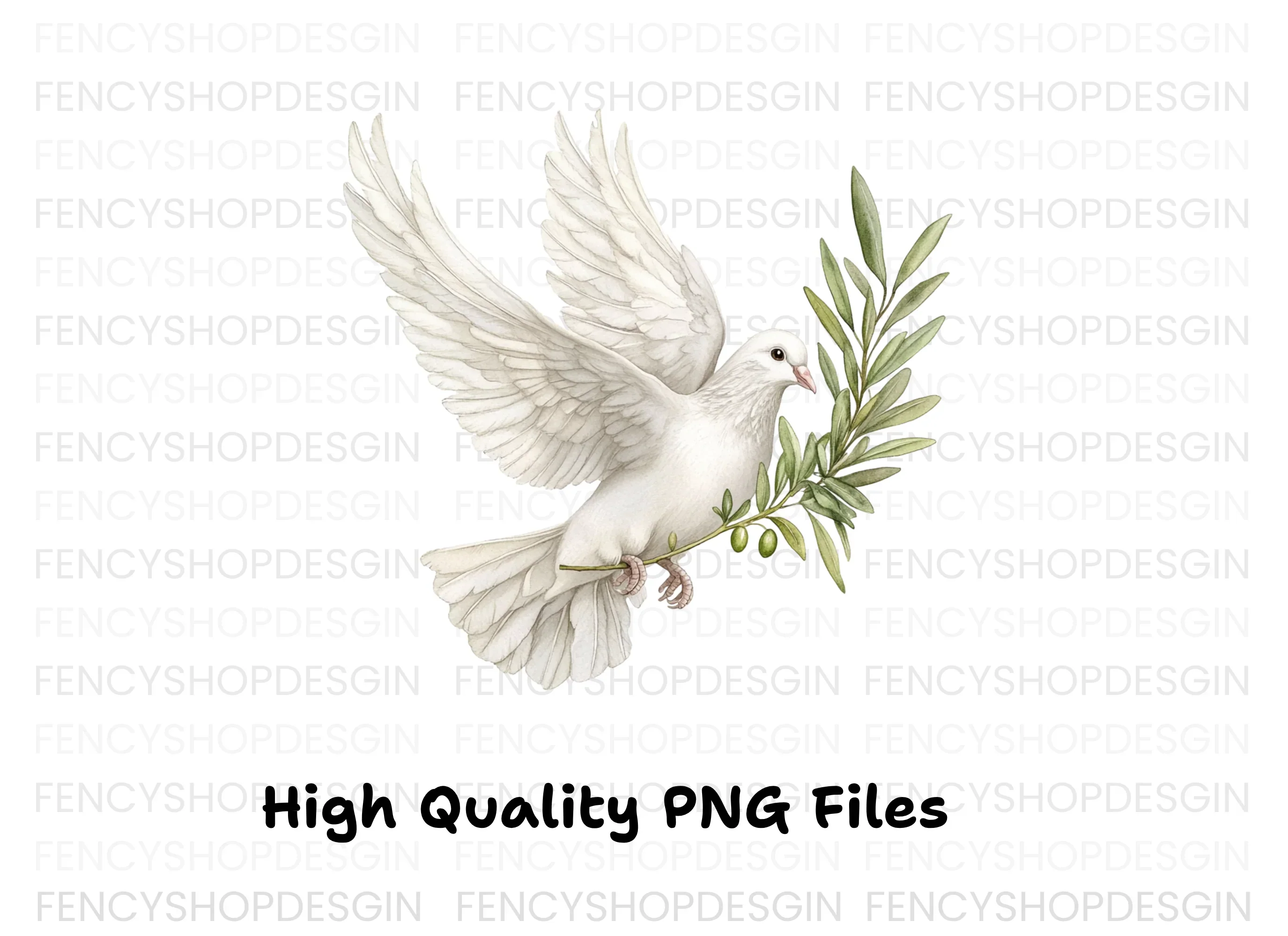 Flying Doves with Olive Branches Clipart Bundle - Image 3