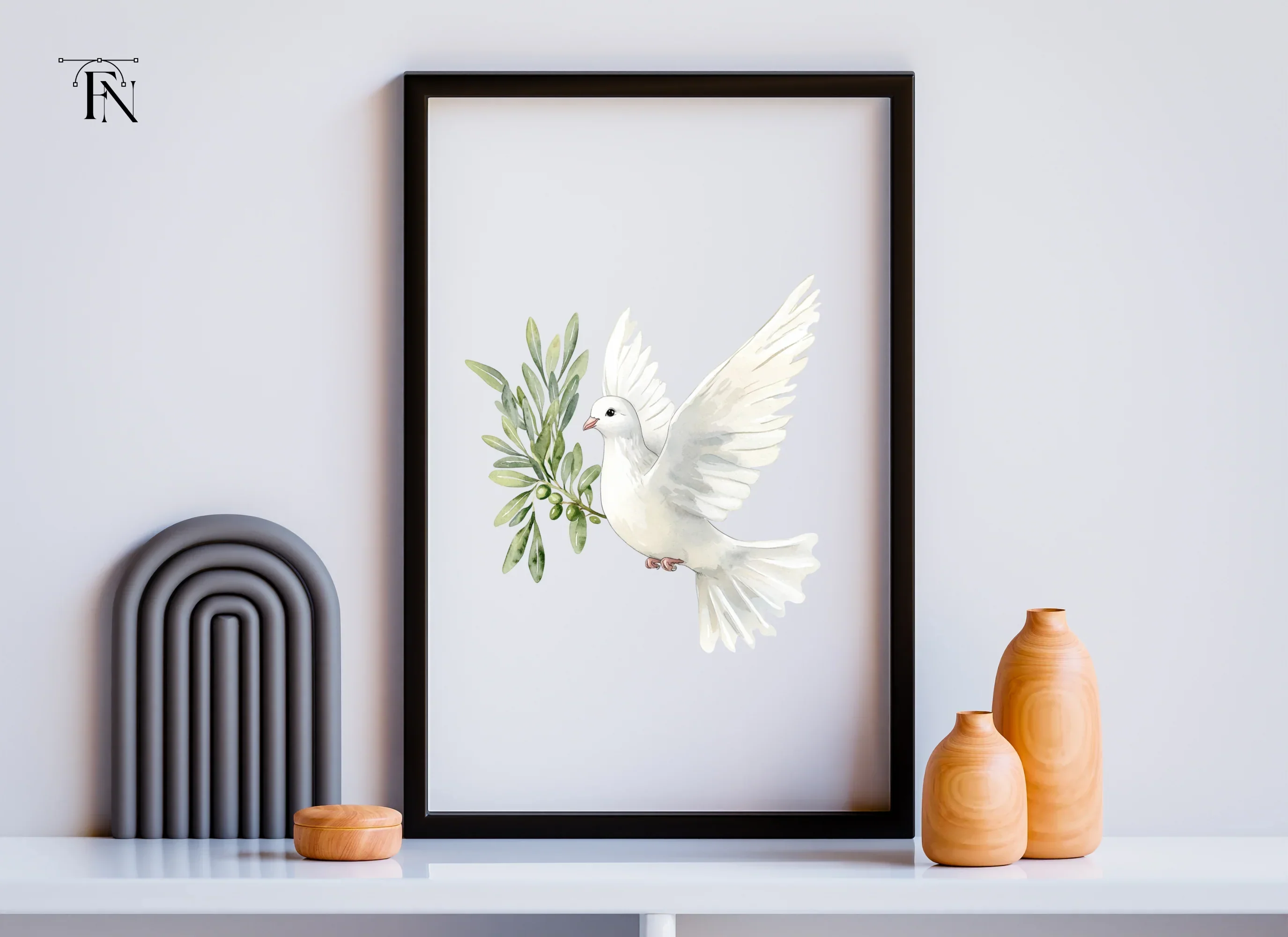 Flying Doves with Olive Branches Clipart Bundle - Image 6