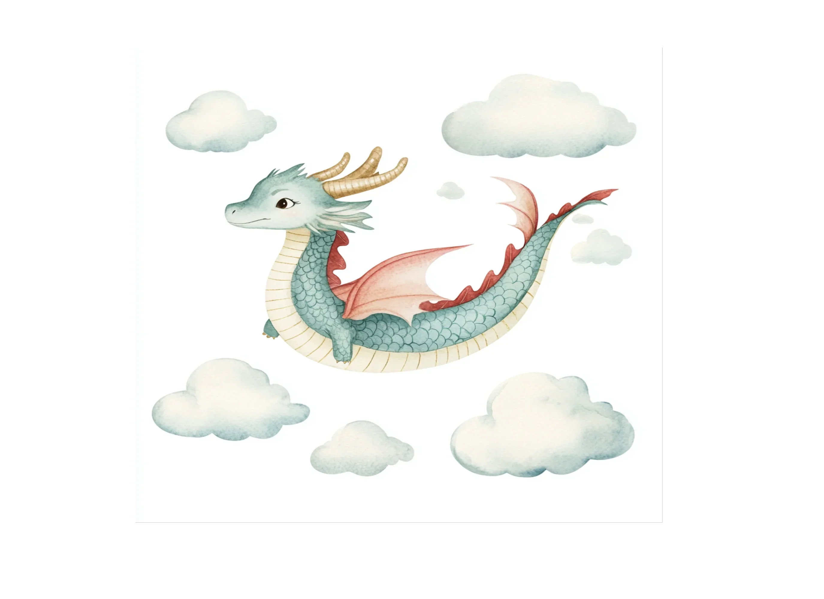 Flying Dragon and Clouds Clipart Bundle - Image 3