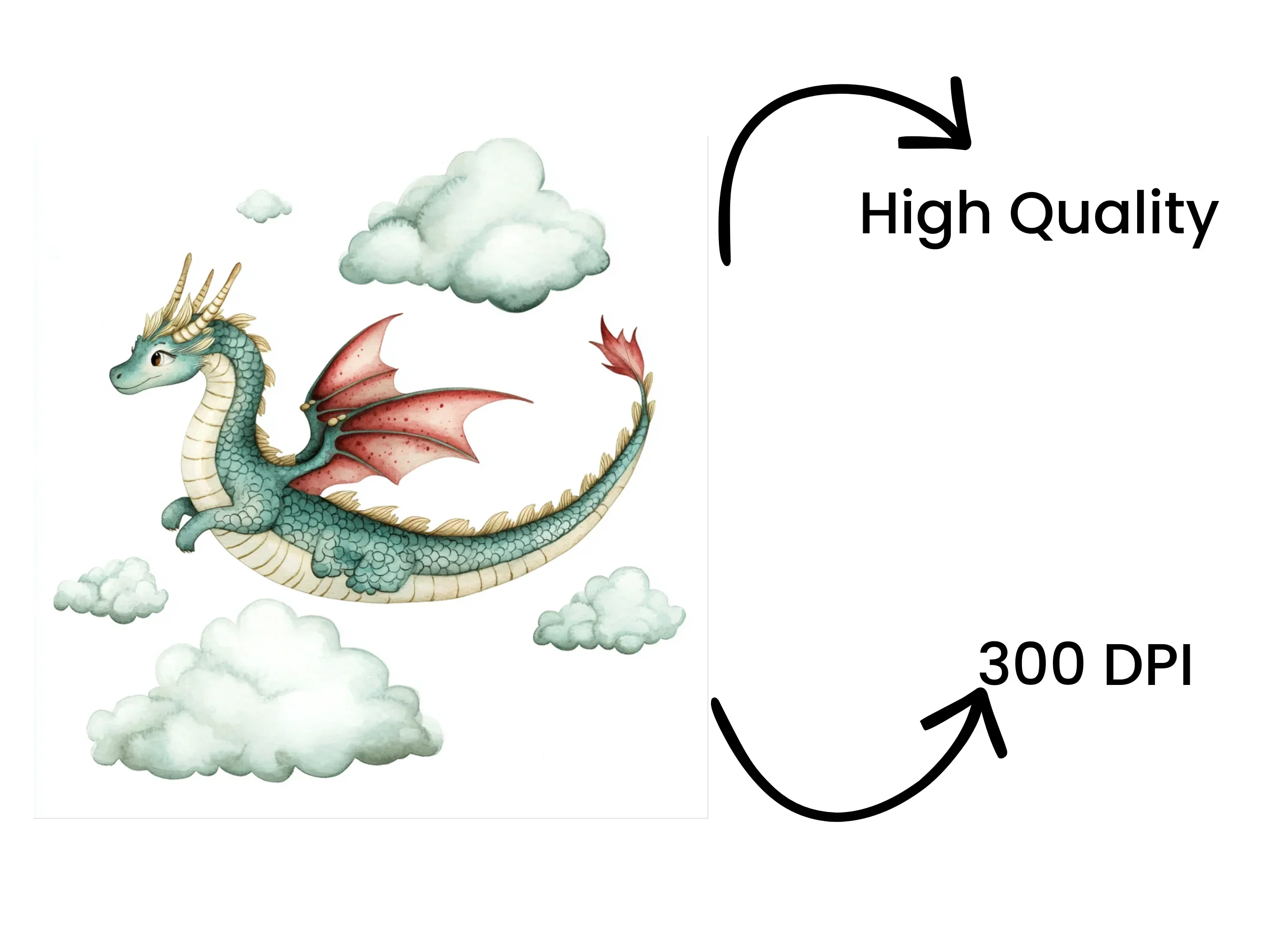 Flying Dragon and Clouds Clipart Bundle - Image 4