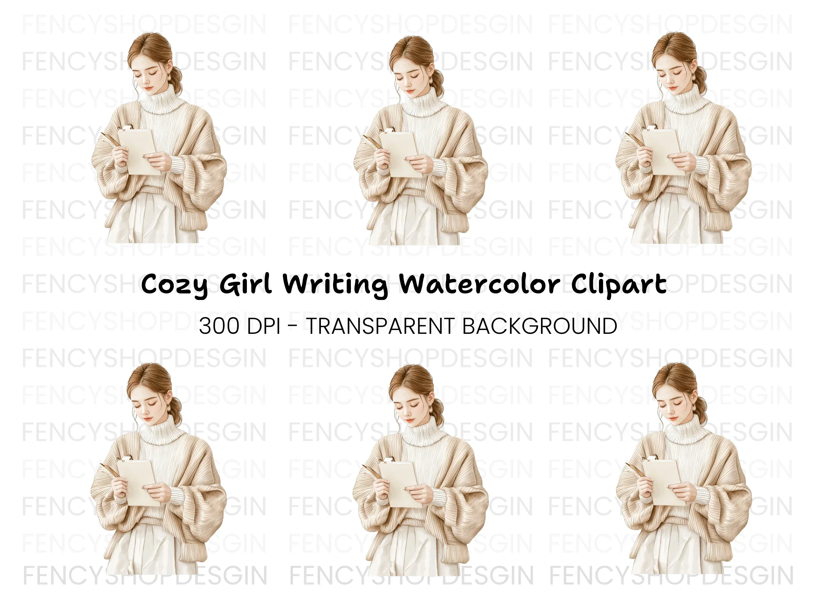 Focused Woman Clipart Bundle